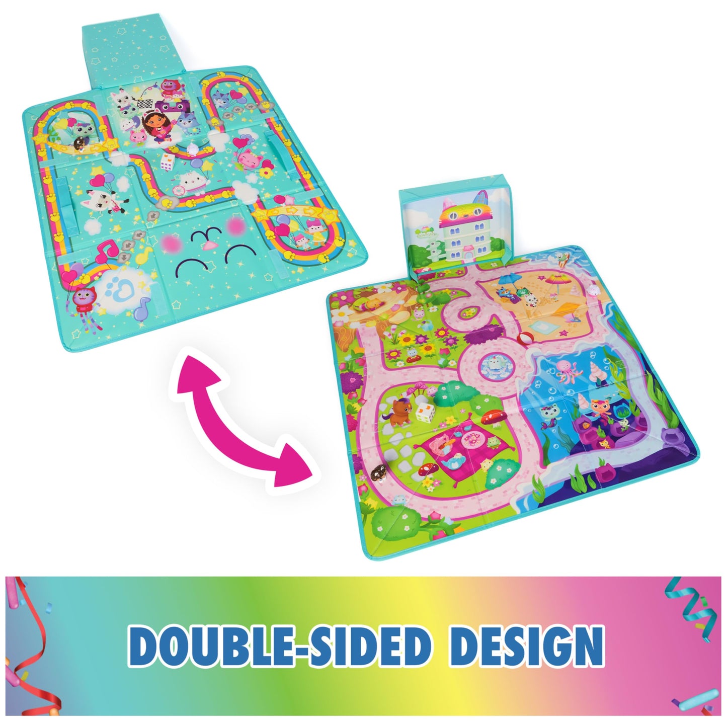 DreamWorks GABBY'S DOLLHOUSE, Gabby Cat Playmat, with 2 Figures, Dollhouse Accessories & Board Game with Dice, Kids Toys for Girls & Boys Ages 3 and Up