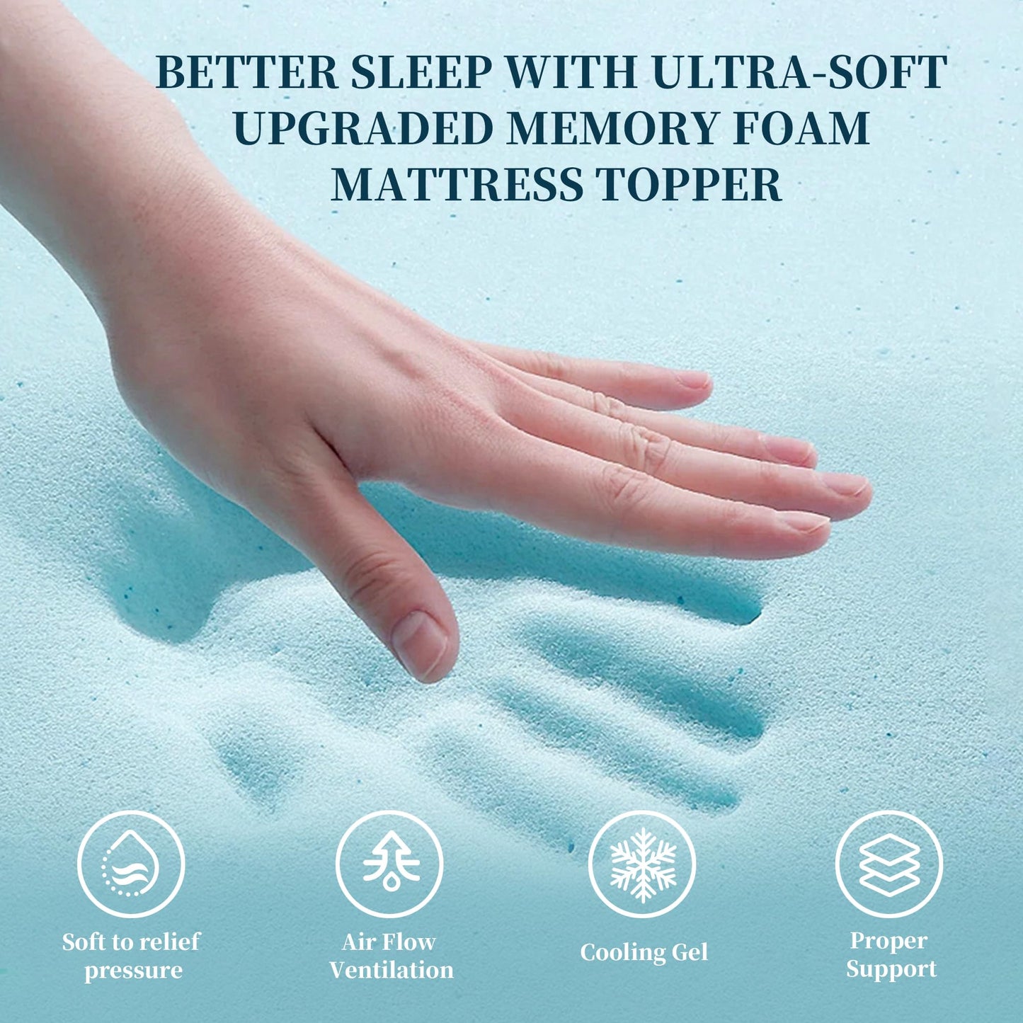 Zyerch 2 Inch Memory Foam Mattress Topper Twin XL, Egg Crate Twin XL Mattress Topper with Cooling Gel, Pressure Relief Plush Feel Breathable Bed Toppers for Bedroom, College, Dorm, RV