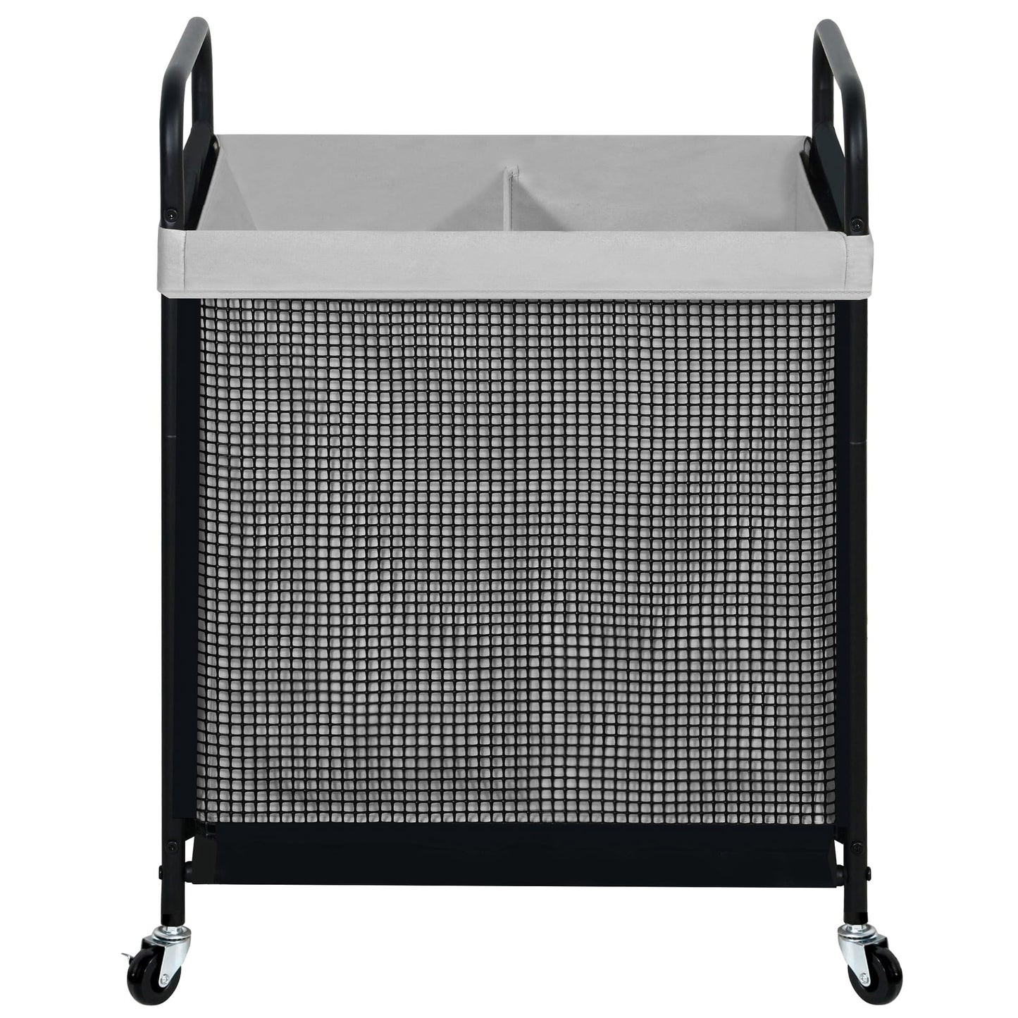 STO STO Laundry Hamper 2 Section, 100L Rolling Laundry Sorter Cart with Removable and Washable Liner Bag, Clothes Hamper with Wheels and Metal Handle for Laundry Room and Bedroom, Gray