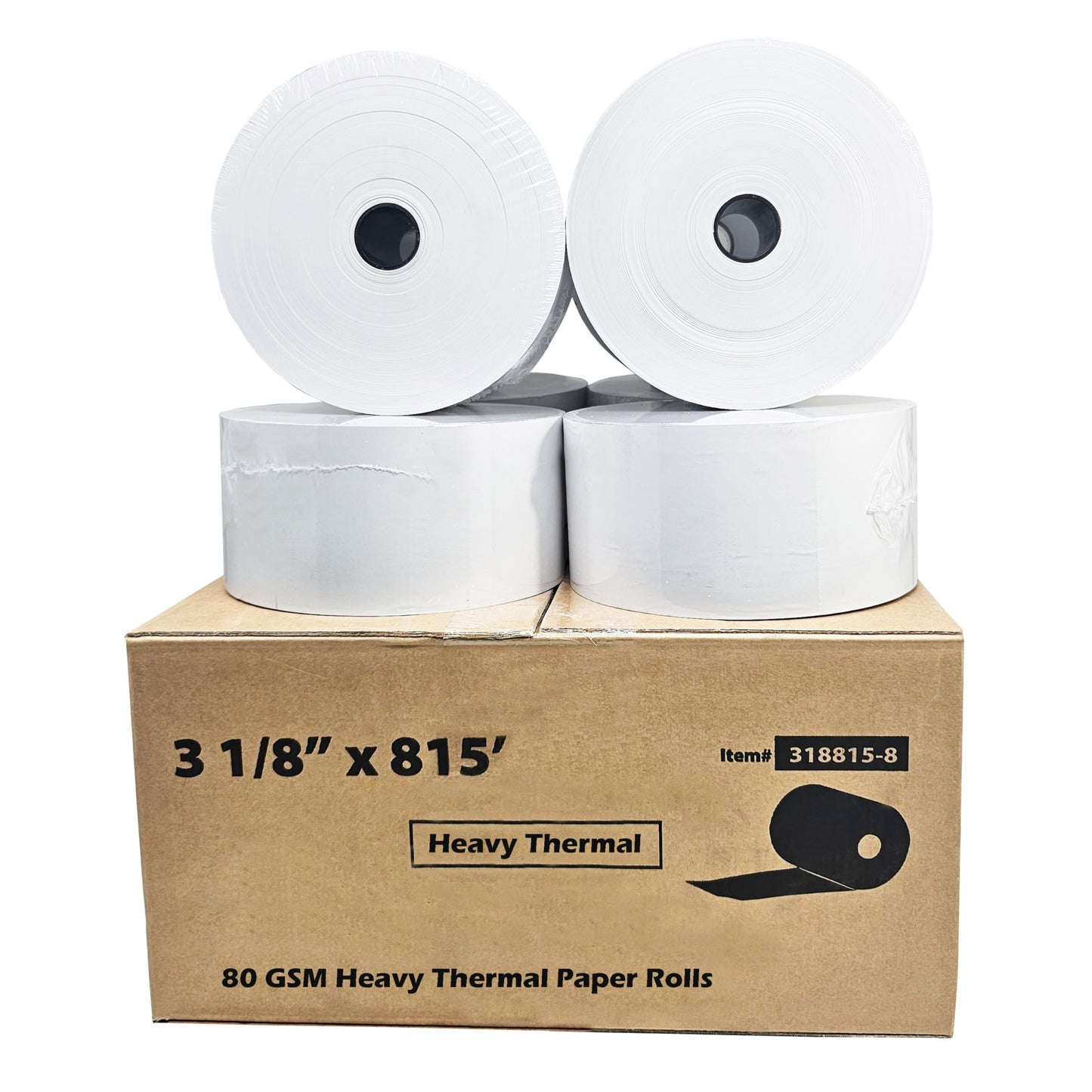 (8 Rolls - 1 Case) 3 1/8" x 815' heavy thermal paper 8 rolls - nautilus hyosung halo - 75 GSM ATM Special Thermal Paper Rolls - BuyRegisterRolls
