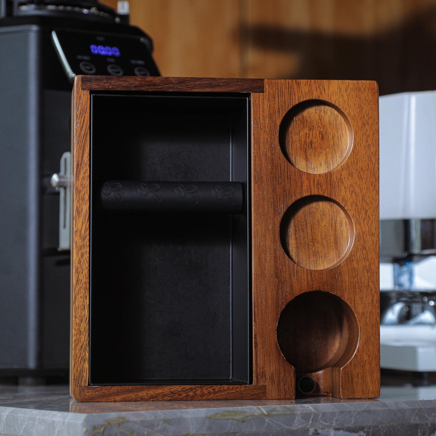 KNODOS 58mm Espresso Knock Box and Tamping Station Espresso Accessories Organizer Box