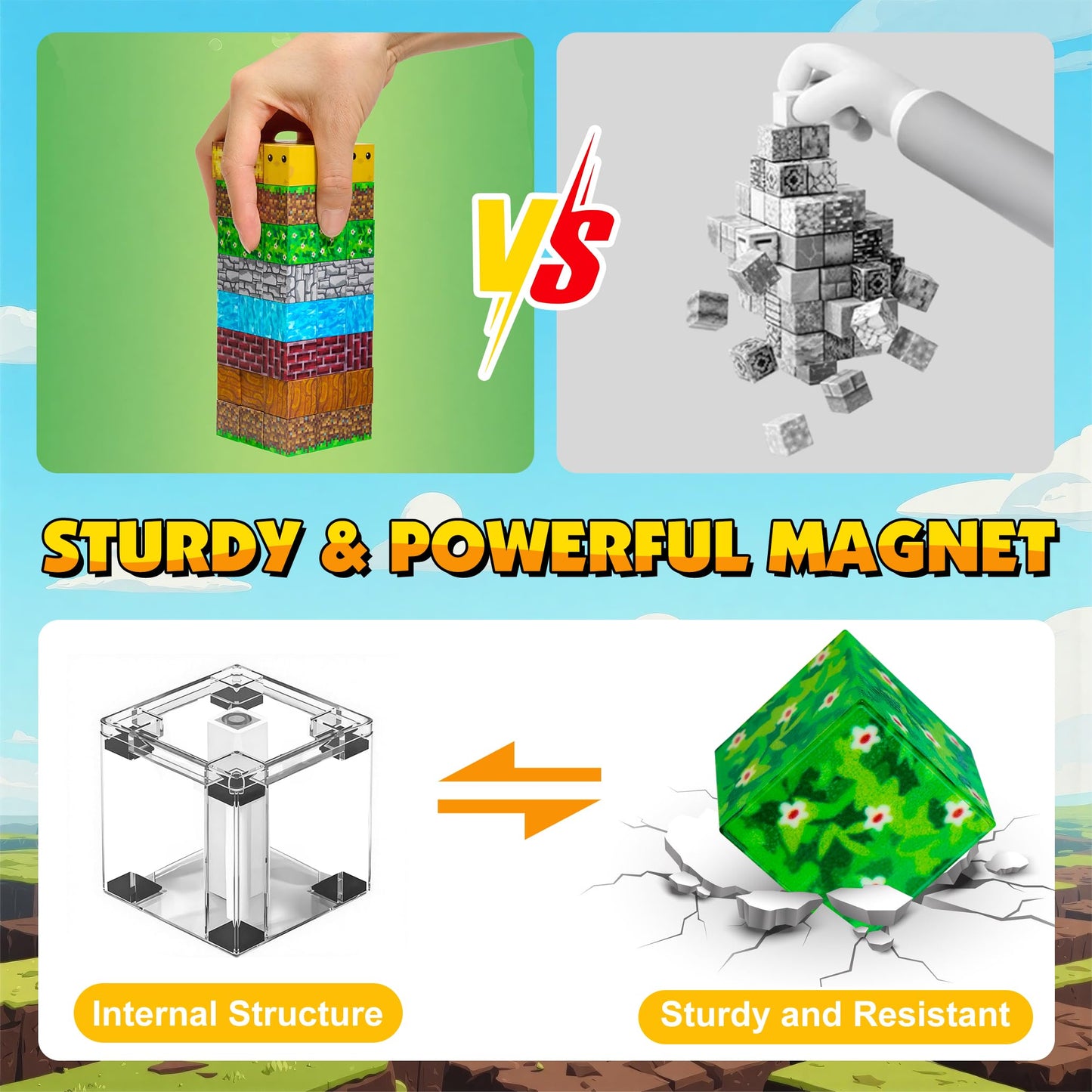 Enjoyjoy 300 PCS Magnetic Building Blocks Magnetic Blocks for Kids Ages 3-12 Stacking Magnets Cubes School STEM Toys
