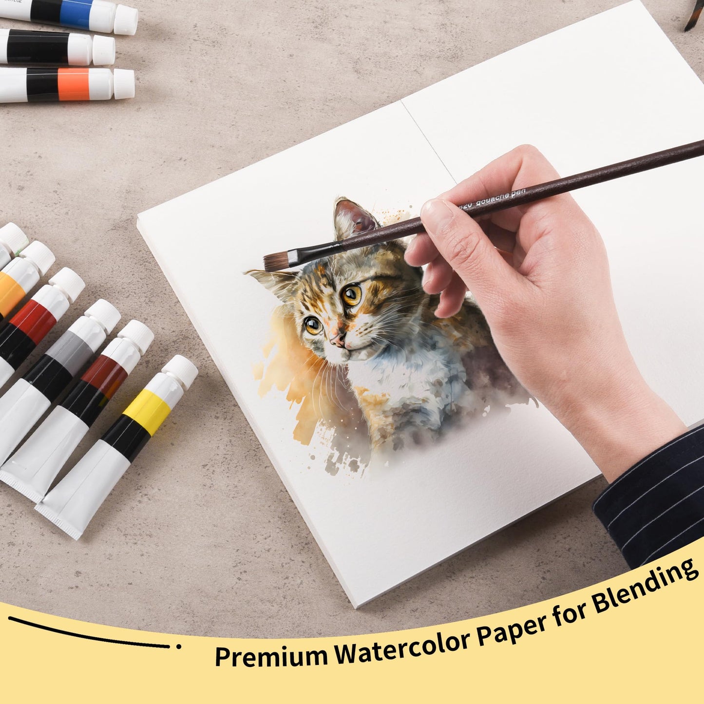 120 Sheets 3 Pack Watercolor Paper Pad 8.5 x 5.5 Inch Glue Bound 300gsm (140lb) Pure Cotton Water Color Drawing Paper for Art Supplies, Sketch Book, Post Cards