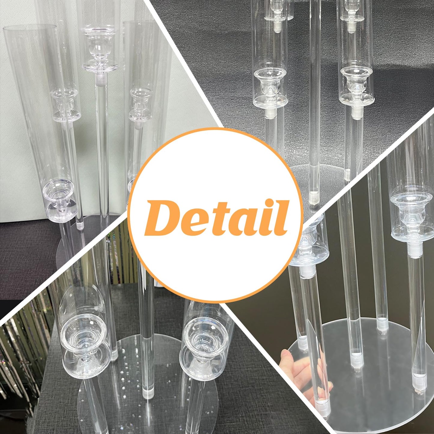 4 Set 5 Arms Acrylic Candelabra Centerpieces for Wedding Table Decorations,Clear Candlesticks Holder with Acrylic Shade for Valentine's Day Dinner Party Fireplace Gift Fit LED Candle