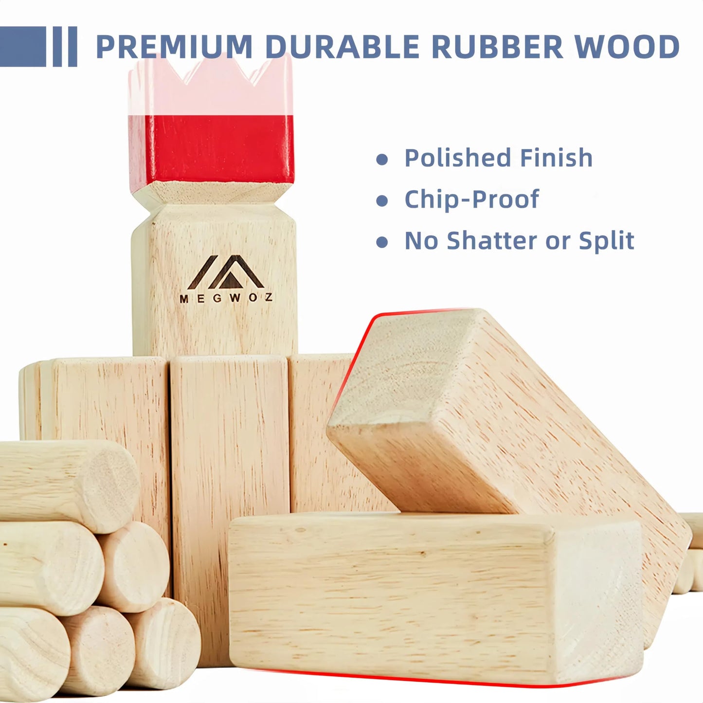 Megwoz Kubb Yard Game Outdoor Games Viking Chess for Kids and Adults New Zealand Pine Wooden Toss Game with Carrying Case, Backyard Lawn Game with Measuring Tape for Family Kids Adults