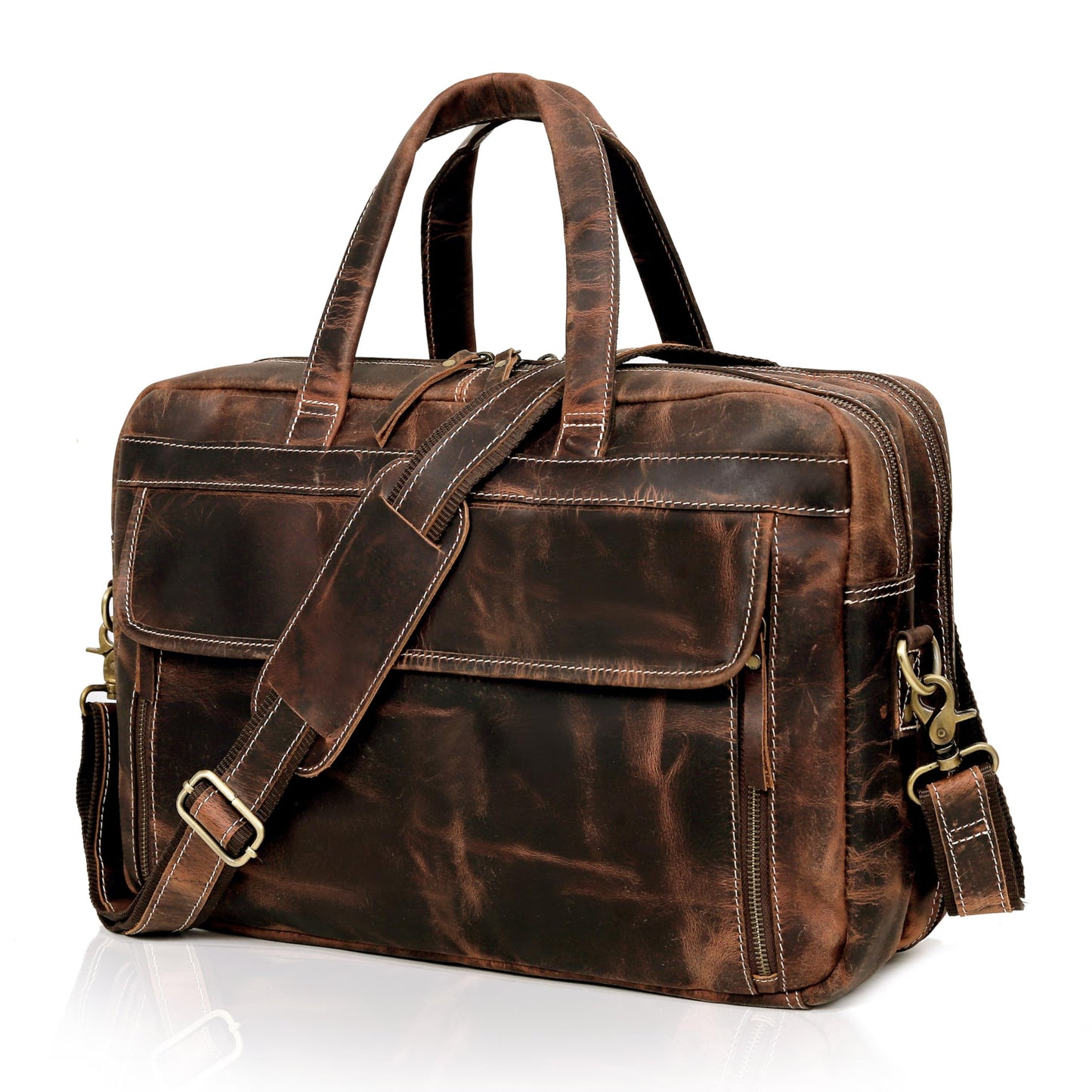 Full Grain italian Leather Briefcase for Men, Top Choice Gifts, Handcrafted Laptop Bag with Multiple Compartments Bags