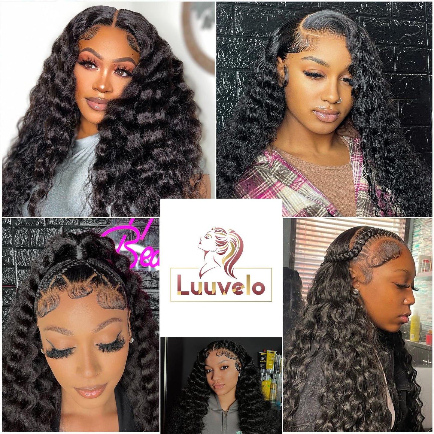 Sufeasdf Deep Wave Lace Front Wig Human Hair 13x4 HD Lace Frontal 180% Density Glueless Wigs Pre Plucked with Baby Hair HD Transparent Deep Curly Lace Frontal Wigs for Women (24Inch)