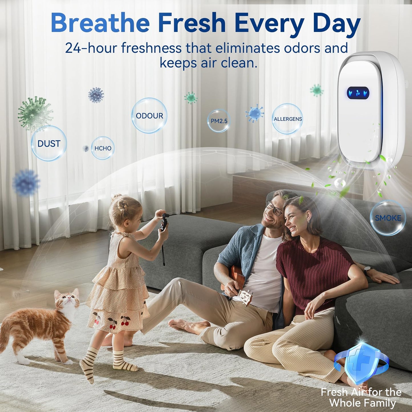 Air Purifiers (4 Pack), Air Ionizers for Home, Bedroom & Travel, Plug In Negative Ion Air Purifier, Dust, Dander, Smoke & Odor removal, Quiet Mini Portable Air Freshener, Low Energy, White