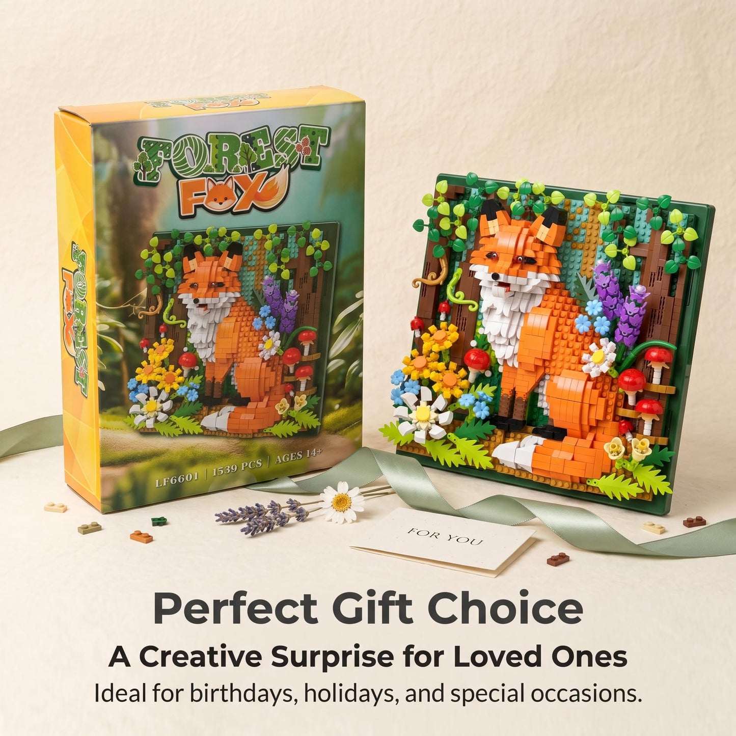 BeepZipp Forest Fox 3D Wall Art Micro Mini Building Blocks Set, 1539 PCS Animal Model Kit for Home Office Wall Decor or Tabletop Display, Unique Birthday Gift for Adults Teens Girls Boys Ages 14+