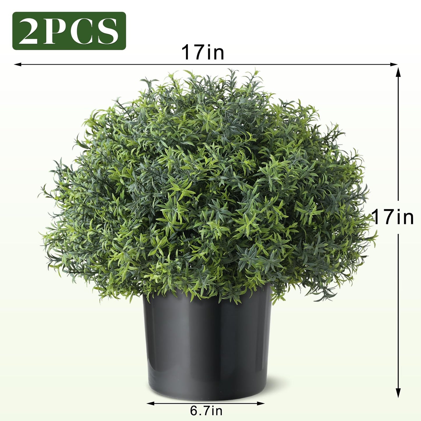 2 Sets Artificial Rosemary Topiary Ball Trees for Front Door - UV Resistant Faux Outdoor Rosemary Bushes, Fake Spring/Summer Greenery Potted Plants for Farmhouse Garden Porch Outside Decor