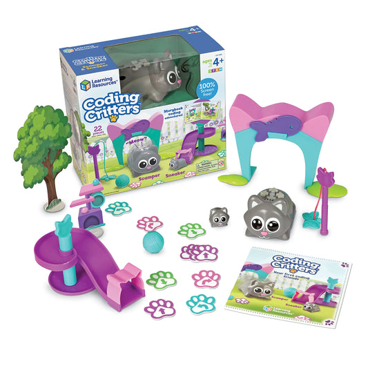 Learning Resources Coding Critters Scamper & Sneaker - 22 Pieces, Ages 4+ Educational Learning Games, Screen-Free Early Coding Toy for Kids, Interactive STEM Coding Pet
