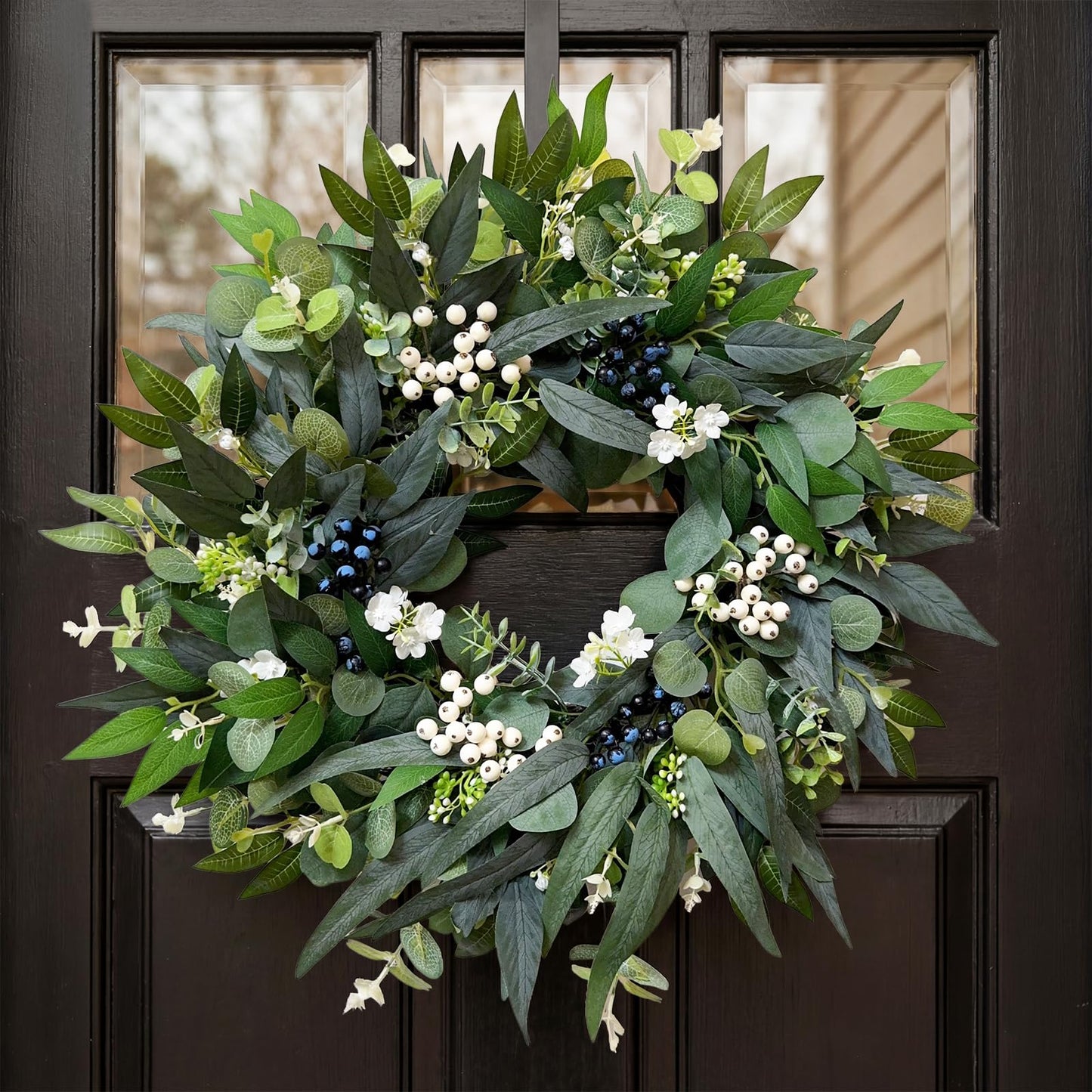 24'' Eucalyptus Wreaths for Front Door,Spring Summer Fall Winter Wreaths,Large Outdoor Greenery Wreaths for Porch,Wall,Holiday,Home Decor-Spring, Summer, Fall, Winter All Seasons