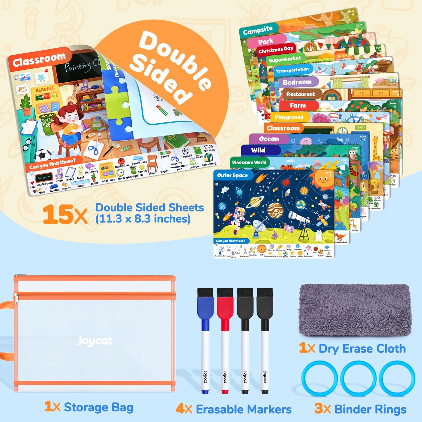 JoyCat Seek & Find Game Books - Preschool Learning Activity for Toddlers & Kids Ages 3-5, Travel Activities Toys for Road Trip Car Airplane, Busy Book Birthday Gifts for Girls and Boys Ages 4-8