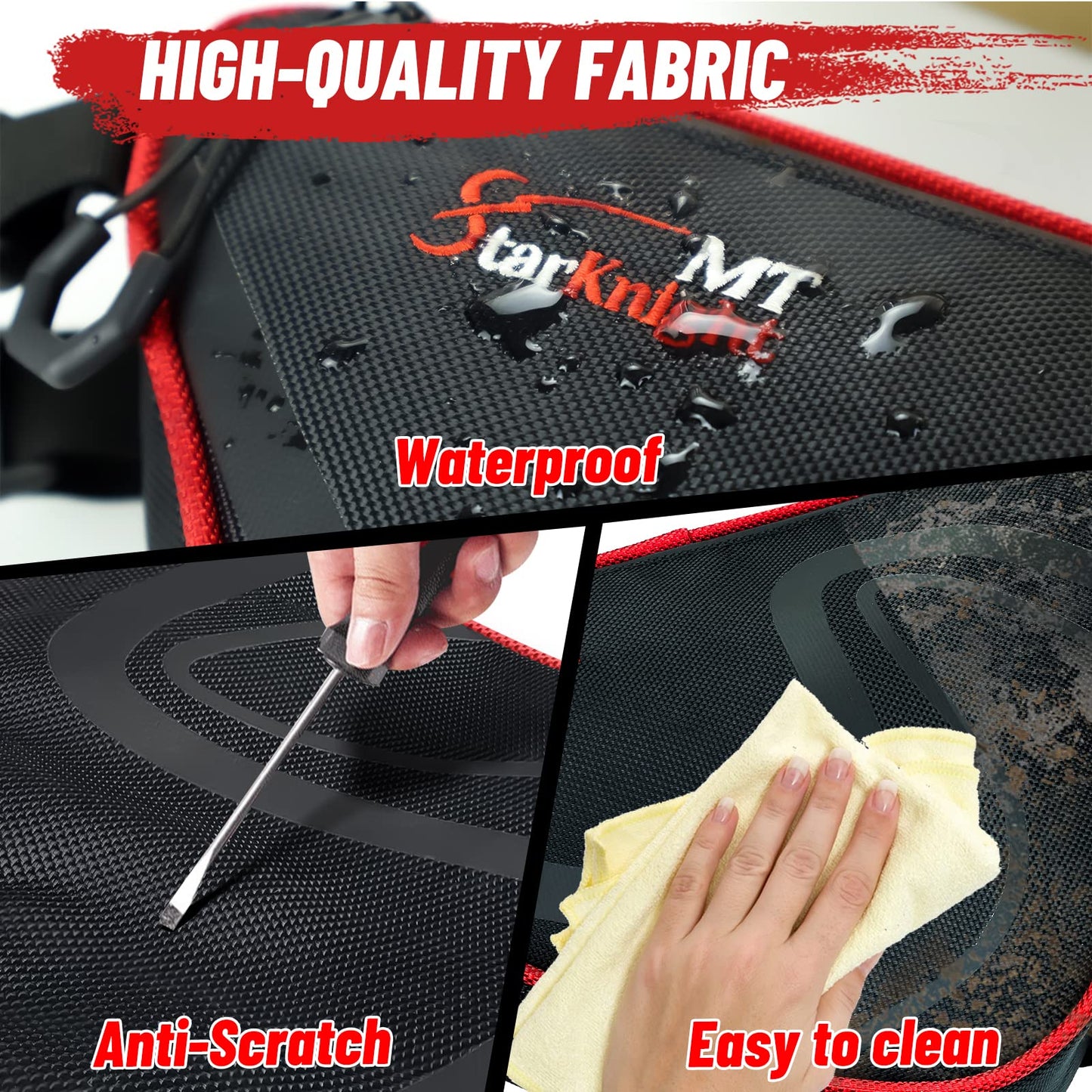 StarknightMT 2 Packs Universal UTV Roof Storage Bag, Triangle Bike Bag Waterproof UTV Overhead Bag Fits 1.75" to 2" Roll Bar Compatible with Can Am X3 Commander Defender, Polaris Ranger RZR