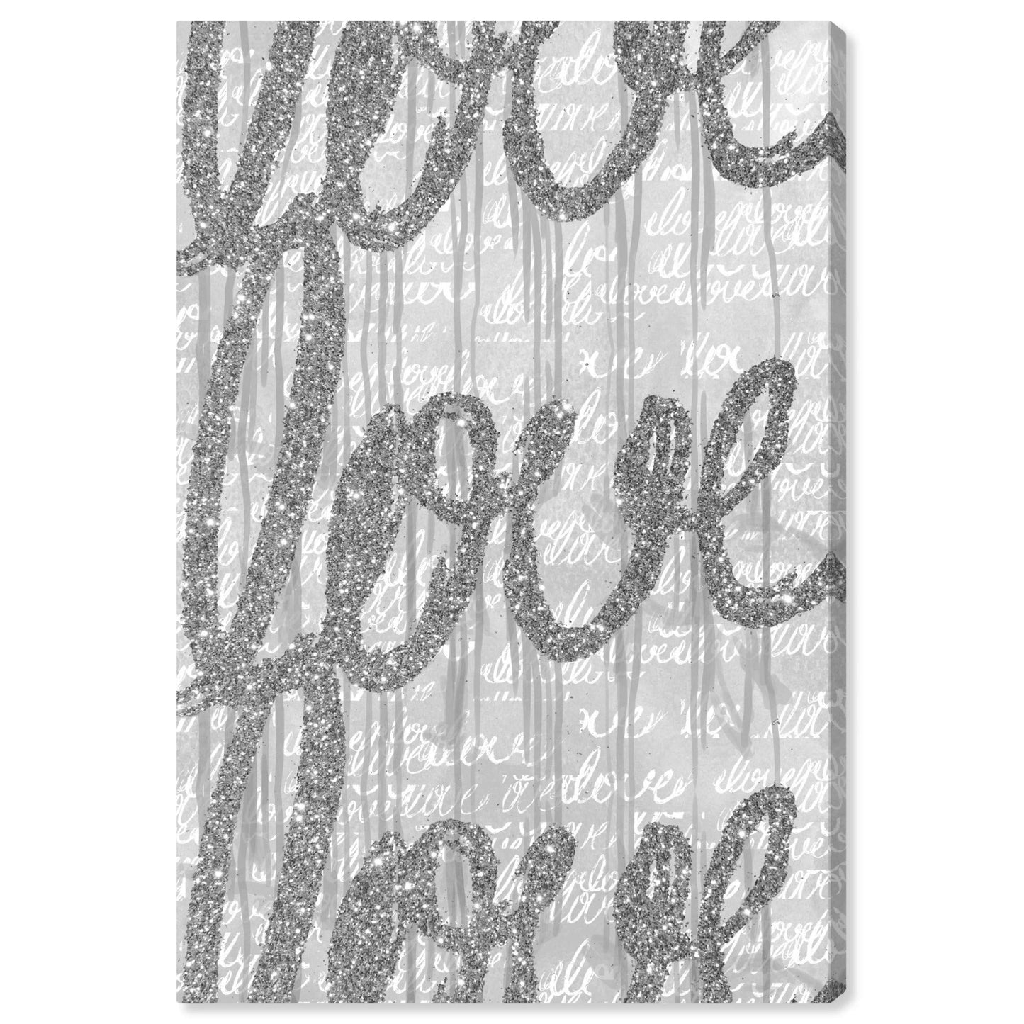 The Oliver Gal Artist Co. Oliver Gal Round Tall Glitter' Silver Typography Wall Art Print Premium Canvas, 20" x 30", Gray