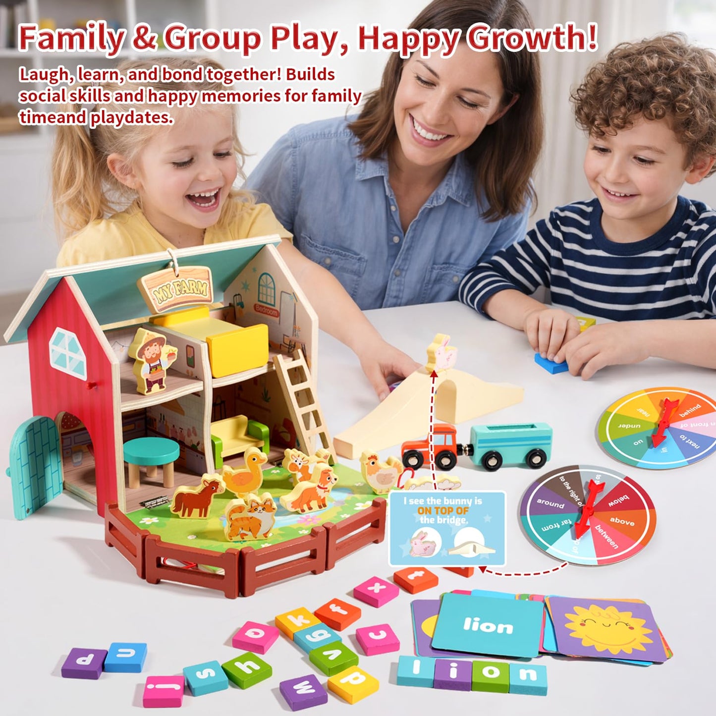 INIFEIDALA Montessori Wooden Farm Animals Toys – Preschool Educational Toy for Speech Therapy & Learning Development, for Toddler Boys & Girls Ages 3+