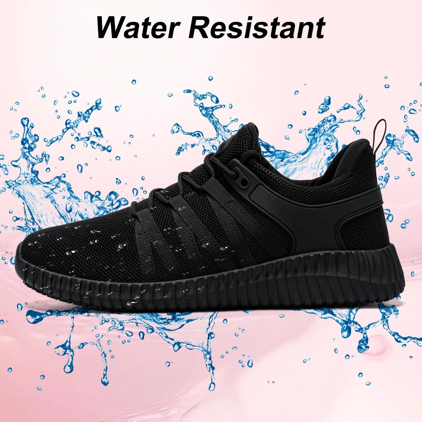 Taquco Slip On Sneakers Women Non Slip Work Shoes Water Resistant Comfortable Black Slip Resistant Breathable Lightweight Walking Shoes Zapatos Antideslizantes para Mujer (Black,5.5)