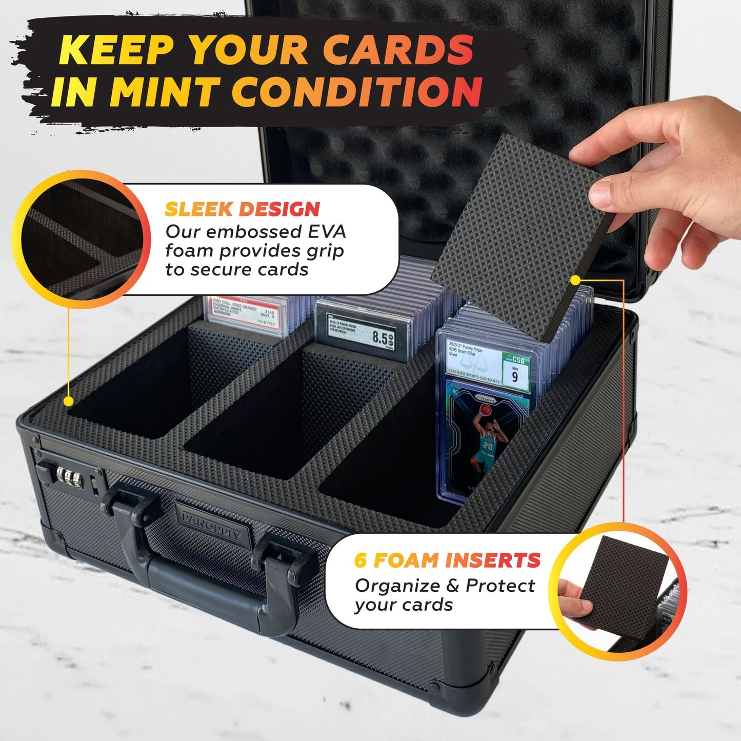 Panopply SLAB ARMOR 120+ 3 Row Psa Graded Card Storage Box Graded Card Case Psa Slab Case for Graded Cards Psa Card Case Baseball Card Cases for Sports Cards Storage (BLACK)