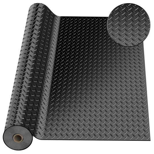 4 x 7 FT Garage Floor Mat, Diamond Plate Rubber Flooring Roll, PVC Garage Flooring Rolls for Under Car, Large SUVs, Pickup Truck, RV, Gym