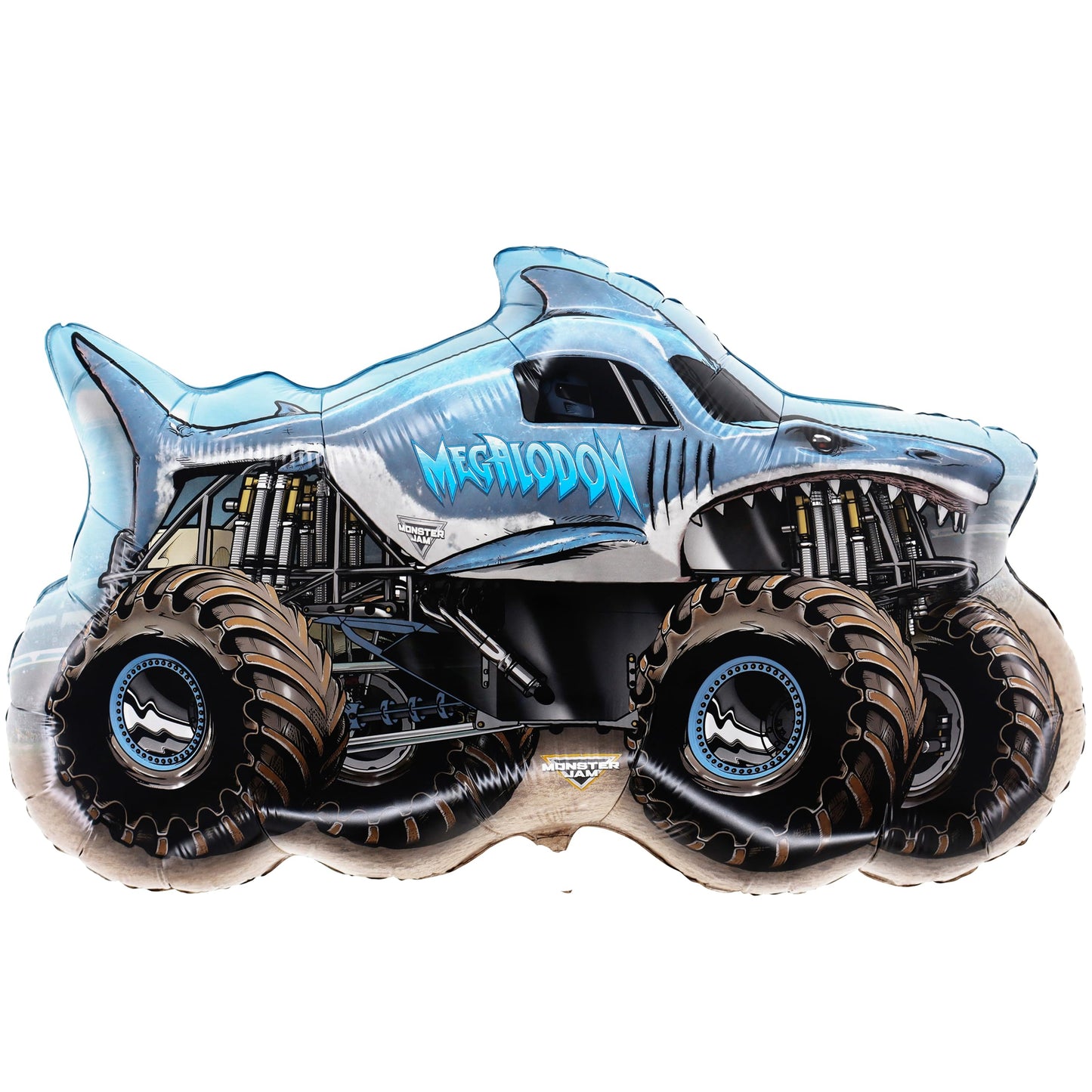 Toyland® Pack Of 4 Monster Jam Truck Foil Balloons - Grave Digger, El Toro Loco, Max D & Megalodon Shaped Character Balloons