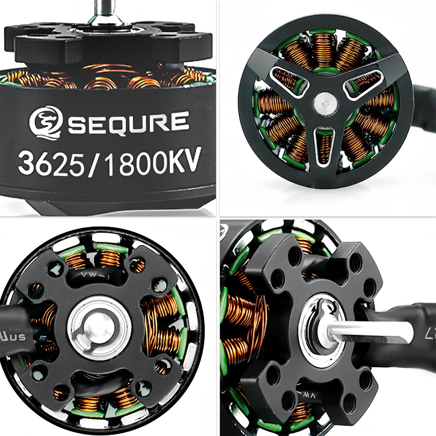 SEQURE 3625 Brushless Motor 1800KV Outrunner Motor 2-4S Outer Rotor Brushless Motor with 3.5mm Male Banana Connector for 1/10 RC Crawler Car
