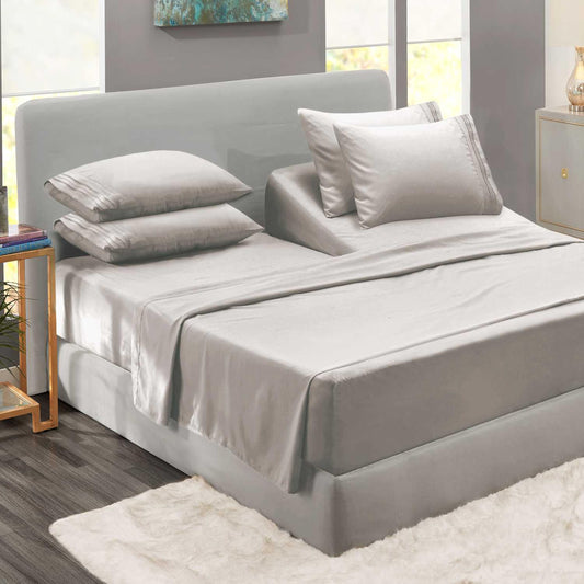Clara Clark Flex Top King Sheets - Hotel Luxury 6 Piece Bed Sheets for Top Split King Bed - Soft Bedding Sheets & Pillowcases, Head Split King Size. Linen