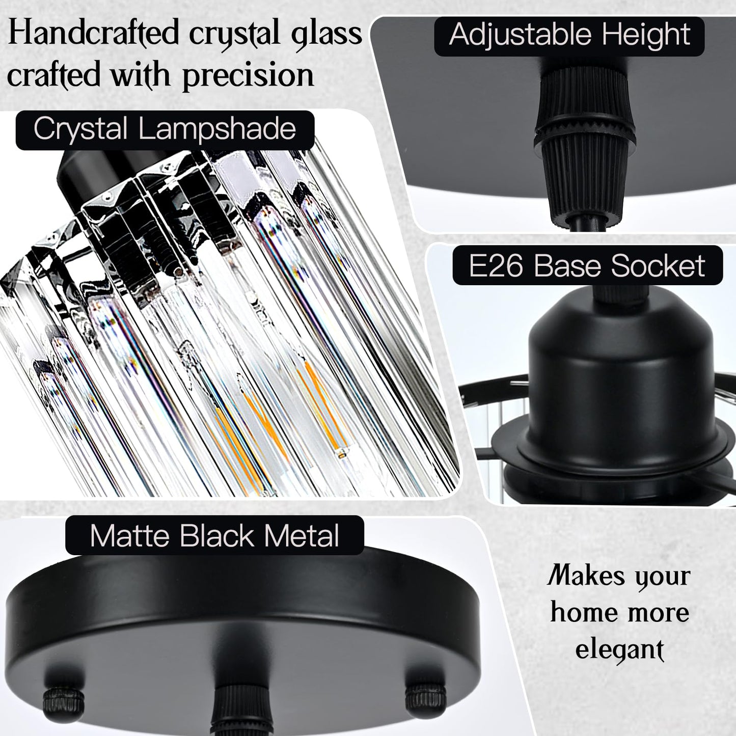 WKWKTOTO 3-Piece Pendant Lights Kitchen Island, Elegant Modern Island Lights for Kitchen with Crystal Glass – Luxury Kitchen Hanging Light for Kitchen Island, Dining Table, Entryway, Restaurant