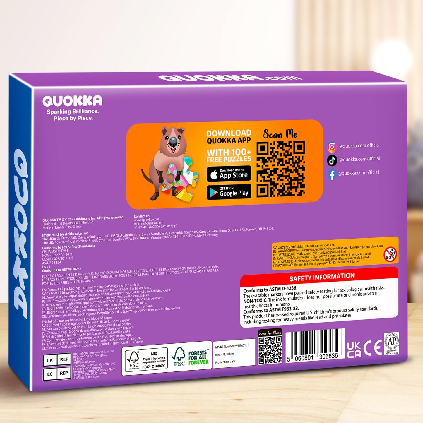 Quokka Tracing Books for Kids Ages 3-5 Set – 5 Reusable Dry Erase Activity Books for Kids Ages 3-5 Writing Practice Kit with Markers Preschool Learning Quiet Time Travel