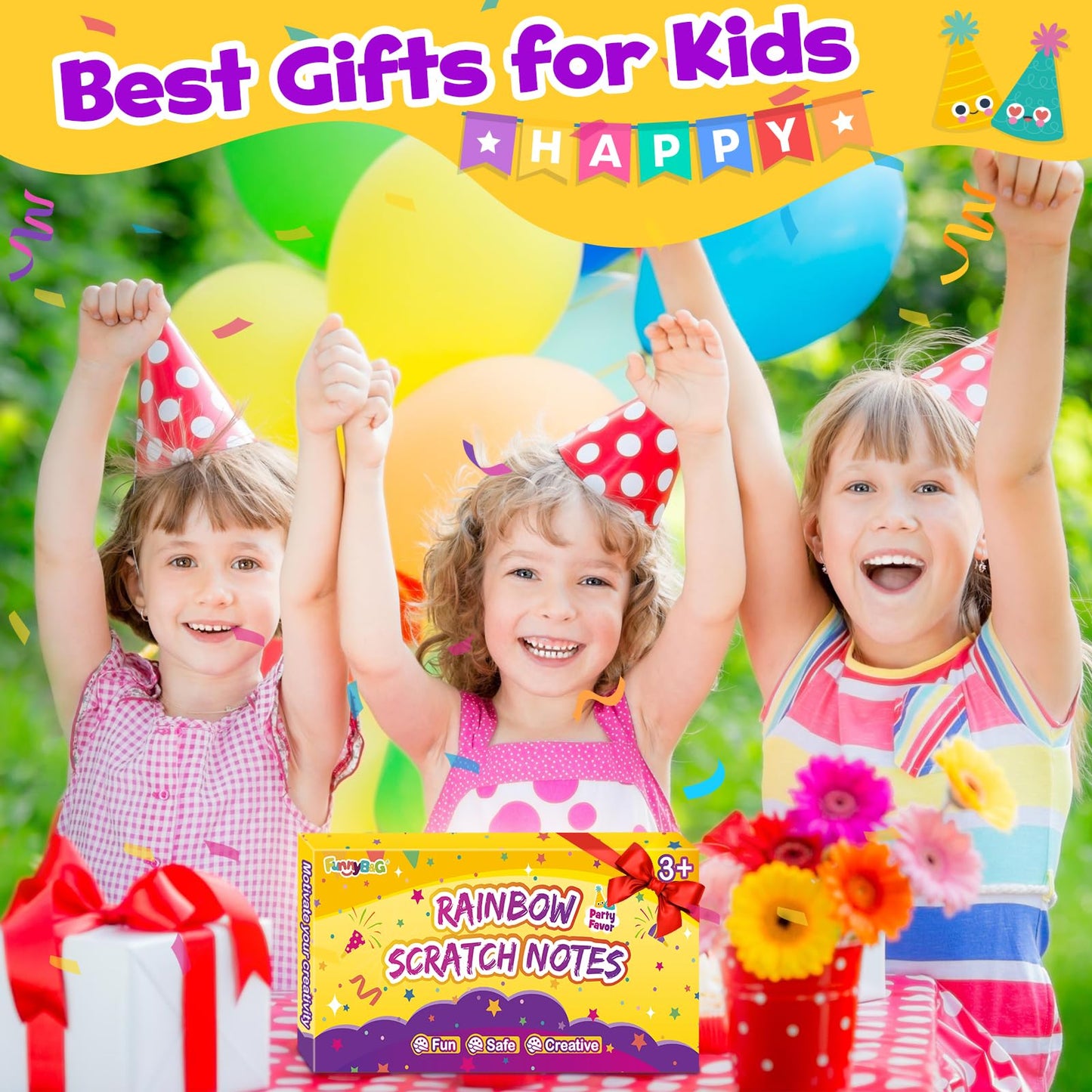 FUNNYB&G 360 PCS Rainbow Scratch Paper Art Kit for Kids, Birthday Party Favors Goodie Bags Stuffers for Kids, Bulk Classroom Gifts Scratch Mini Notes for Girls Boys Ages 4-12