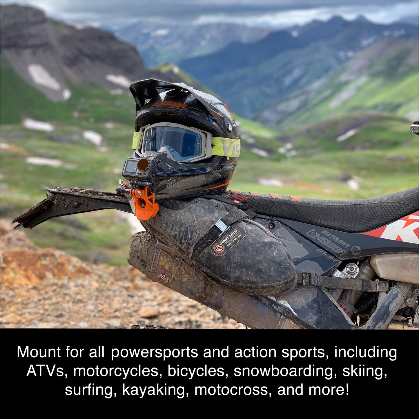 Dango Design Gripper Mount - Universal Clamp Mount for Action Cameras, Use as a Mount on Motorcycle, Powersports Helmets & More (Stealth Black)