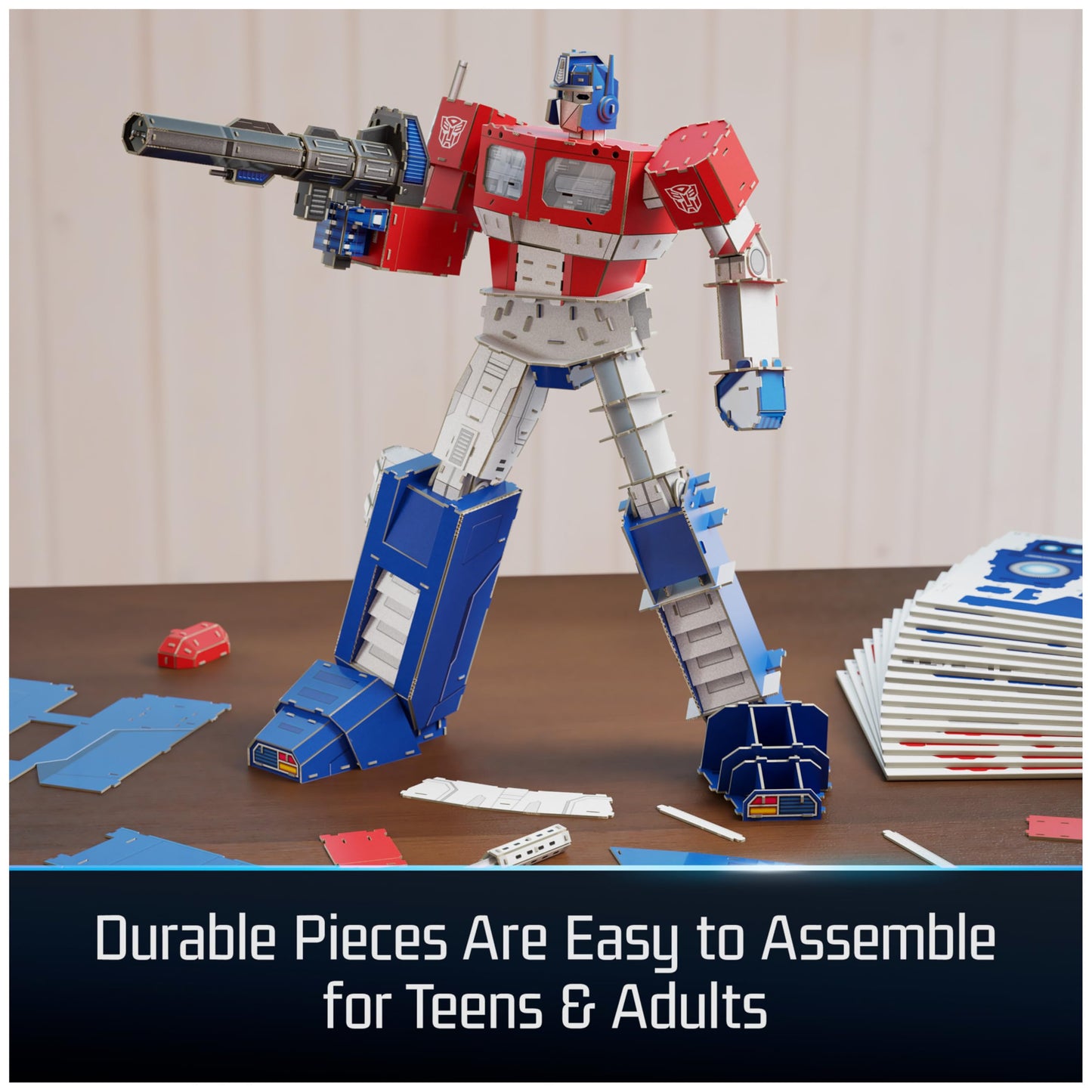 4D Build, Transformers Optimus Prime 3D Model Kit with LED Lights, Transformers Collectibles & Desk Décor, Adult Building Toys, 3D Puzzles for Adults & Teens, 321 Pieces, for Ages 12 & Up