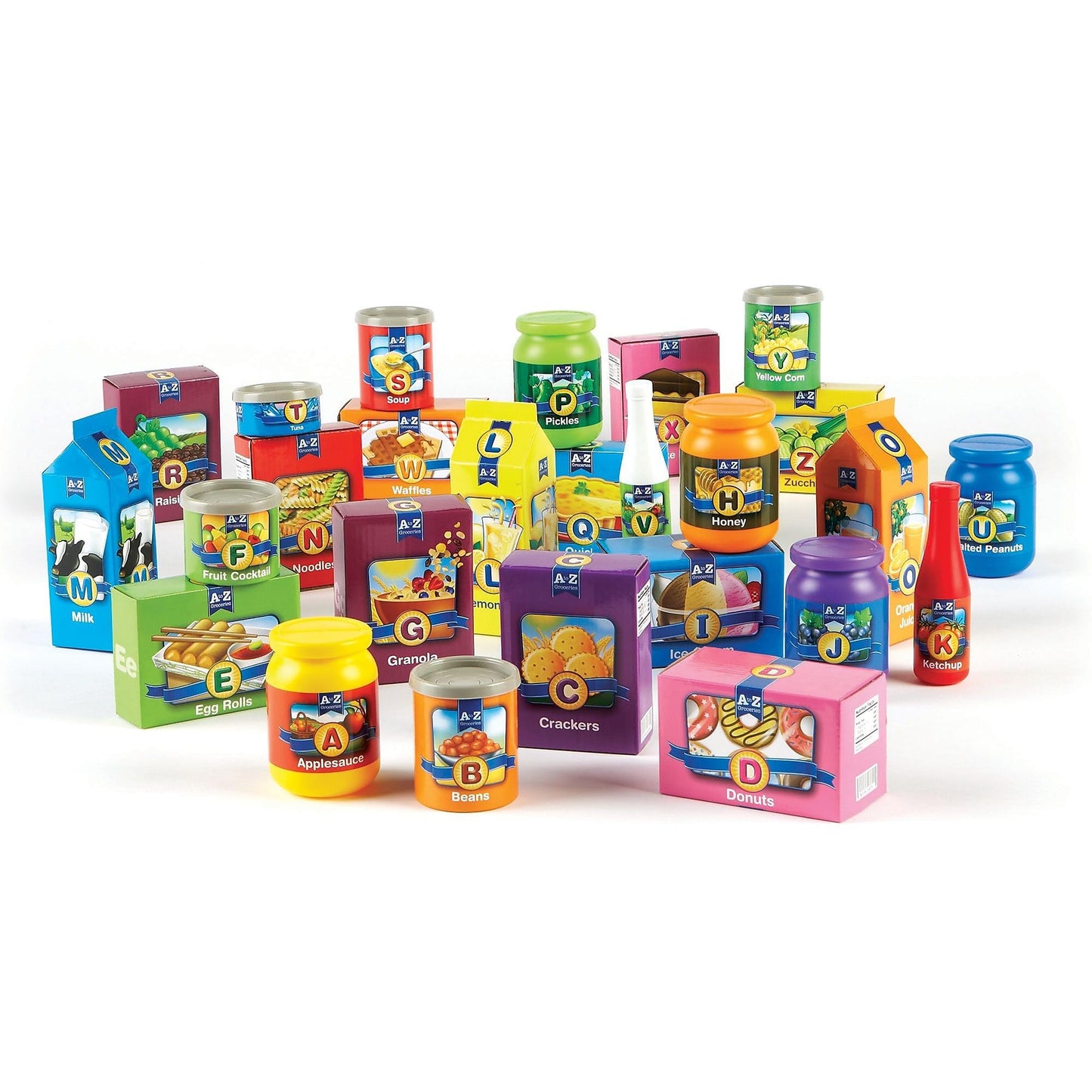 Learning Resources A to Z Alphabet Groceries - 31 Pieces, Ages 3+, Pretend Play Food for Toddlers, Preschool Kitchen for Kids, Supermarket Play Toys, Letter Recognition