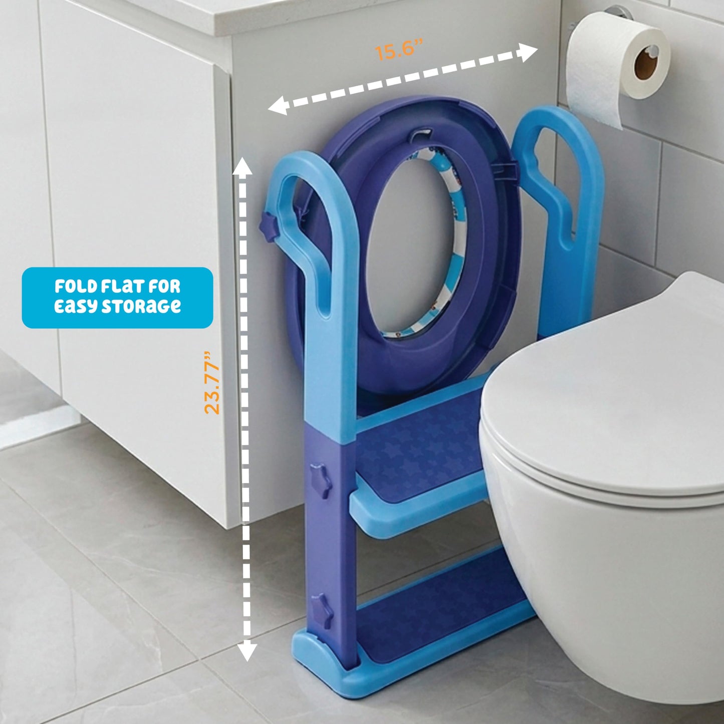 Bluey Step & Sit Potty Trainer; Secure Ladder for Kid-Safe Climbs to Potty; Fun Bluey Images on Cushioned Potty Seat; Adjustable Ladder Height; Removable Seat for Cleaning; Folds for Storage