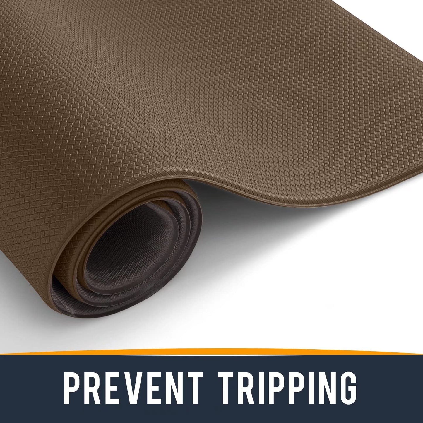 Oakeep Kitchen Mat Anti Fatigue Cushioned for Floor, Runner Rug Padded for Standing, 17"x95", Brown