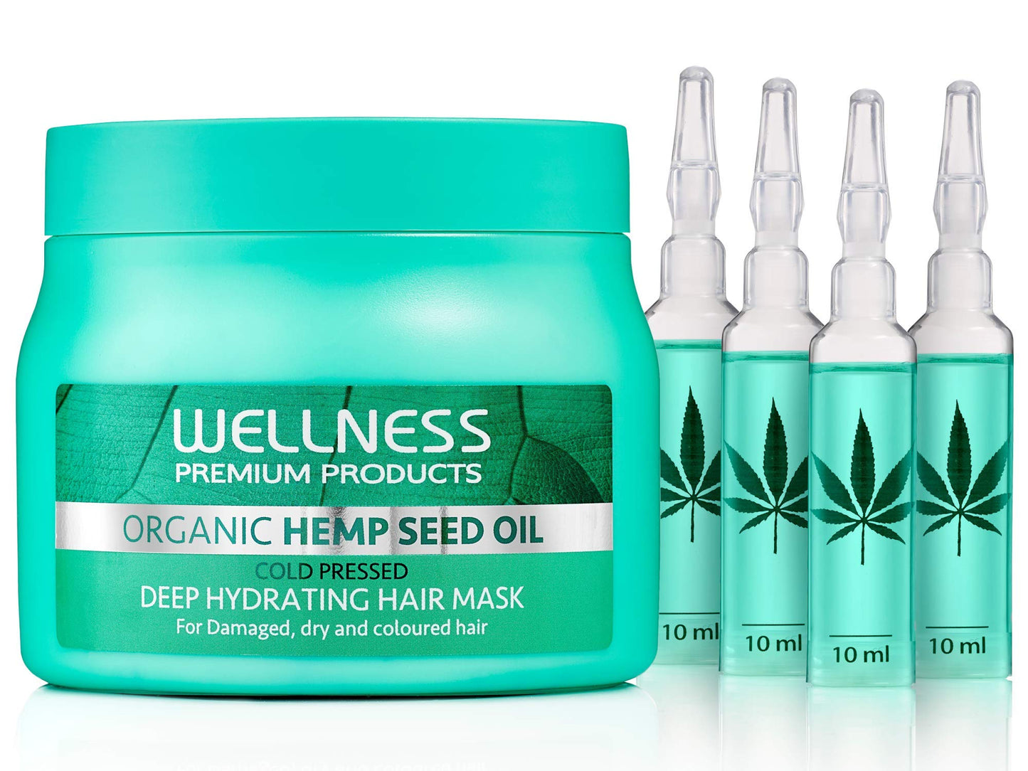 Wellness Premium Products Organic Hemp Seed Oil - Deep Hydrating Mask & Ampoule Treatment (500ml)