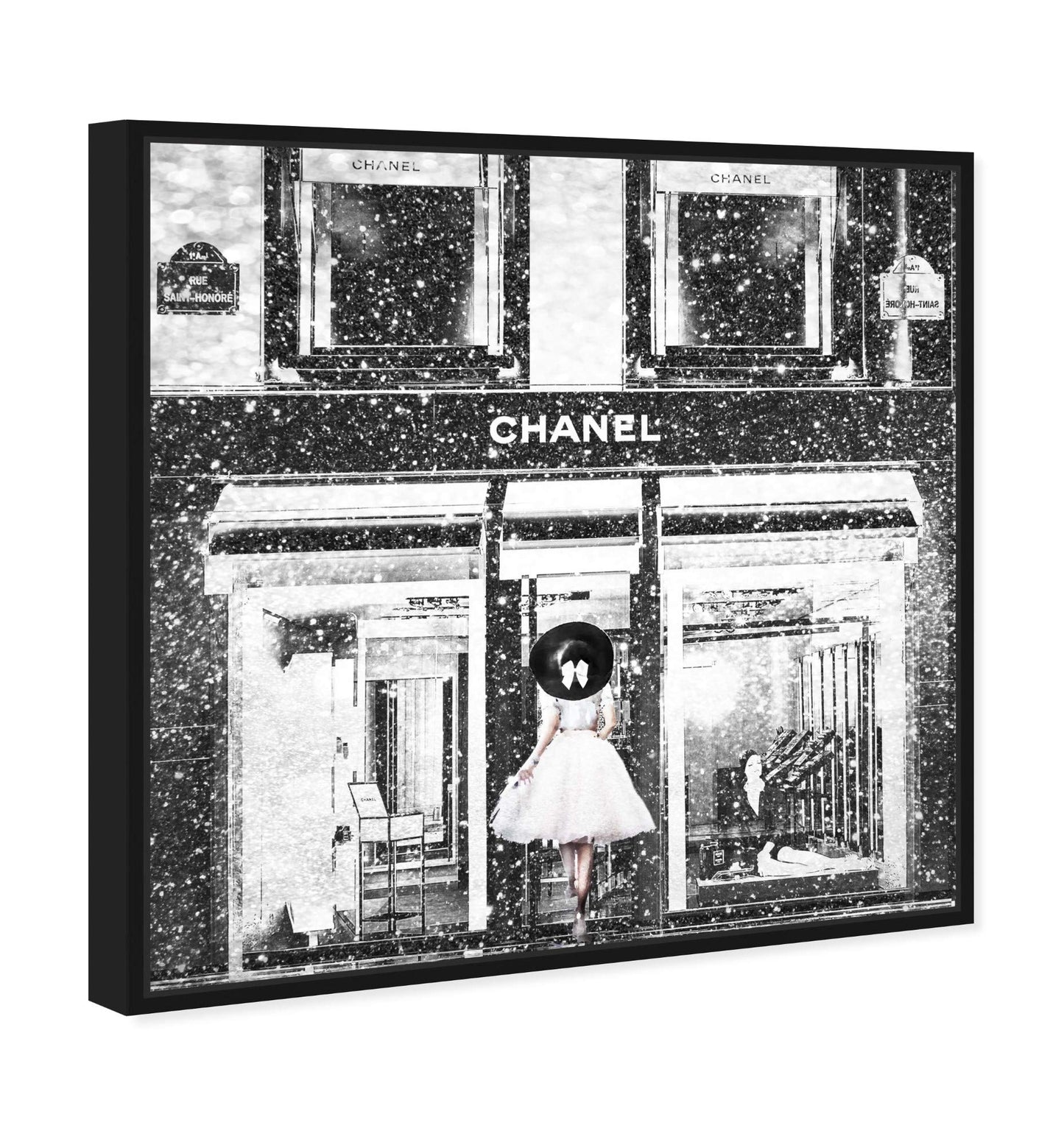 The Oliver Gal Artist Co. Fashion and Glam Wall Art Canvas Prints 'Queen of The Store Noir' Lifestyle Home Décor, 16 in x 16 in, Black Frame