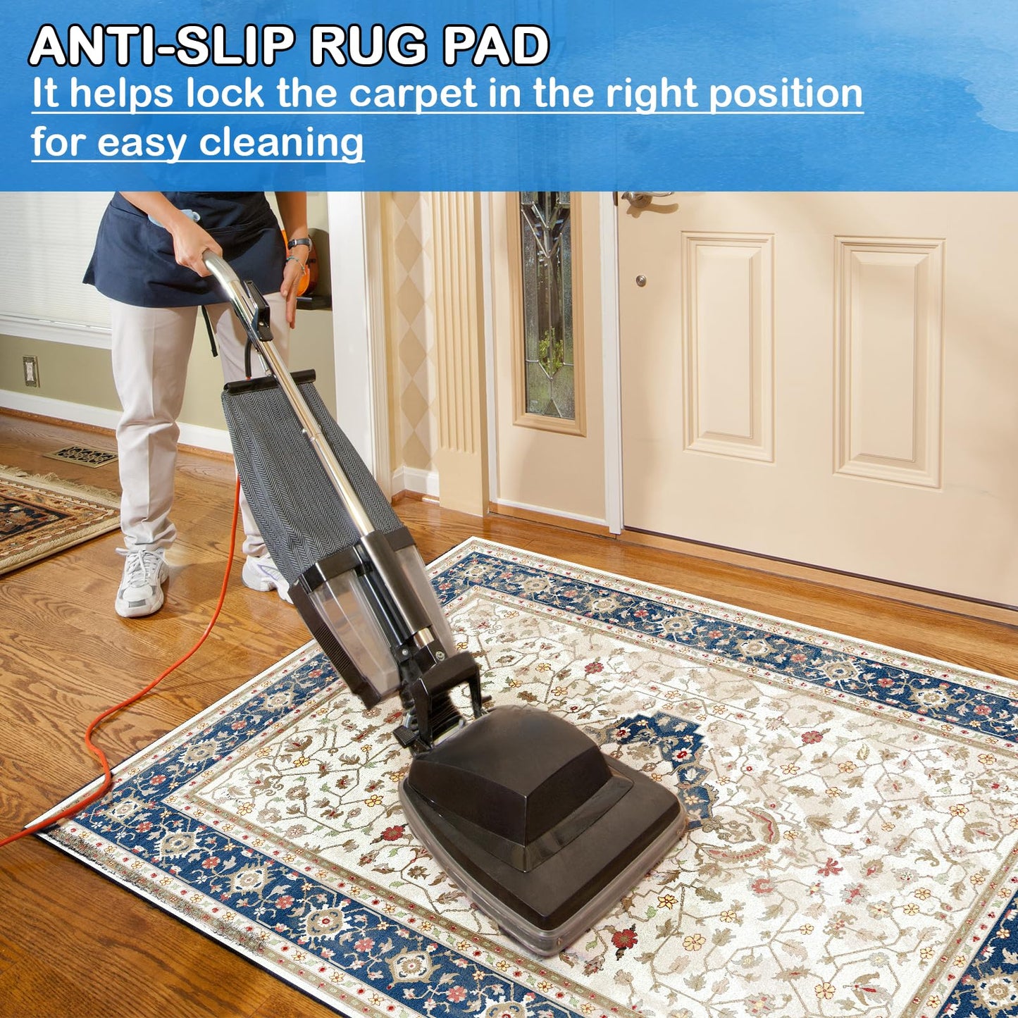 Non-Slip Rug Pads 7 x 10ft, 100% Waterproof Extra Large Area Rugs Non Skid Rug Pad for All Floors and Finishes Durable Hardwood Floor Protective Felt Keeps Rugs in Place, Safe and Secure