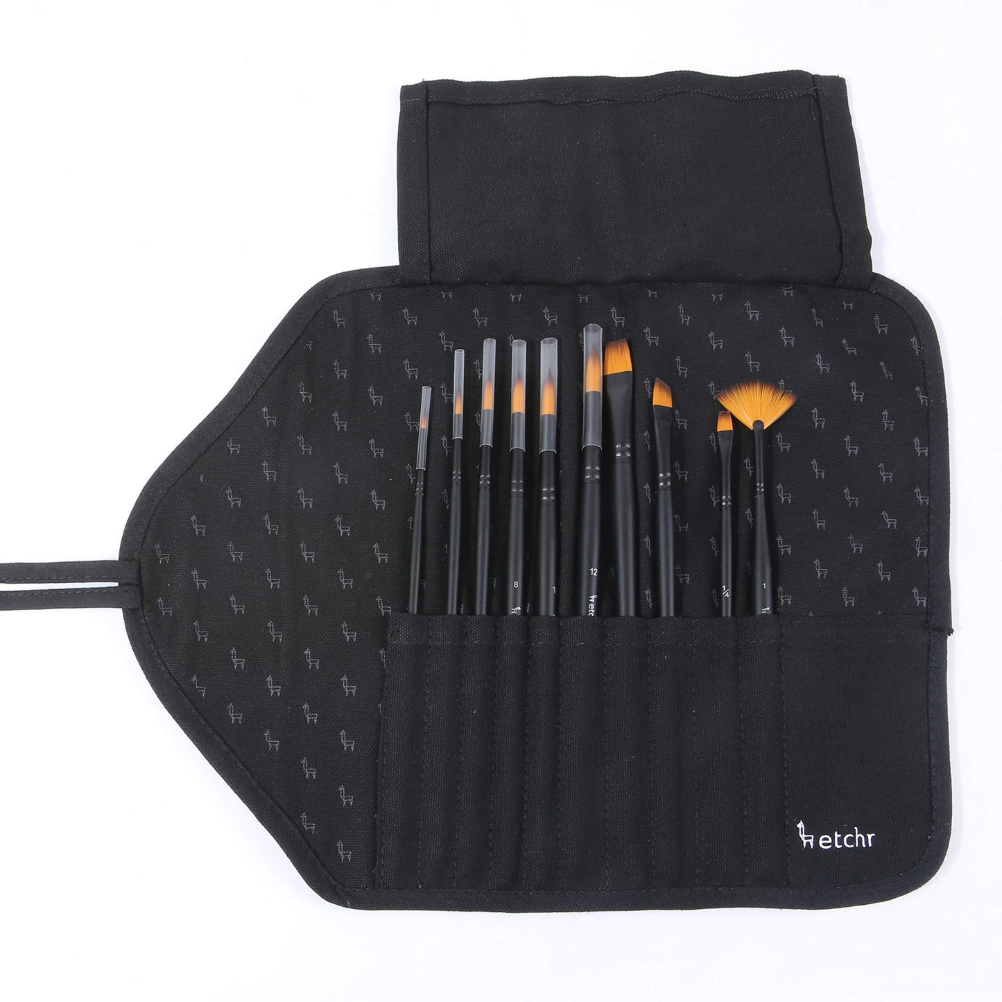Etchr Professional Artist Paintbrushes – 10 Assorted Vegan-Friendly Watercolor Brushes in Carry Case - Quality Brush Set