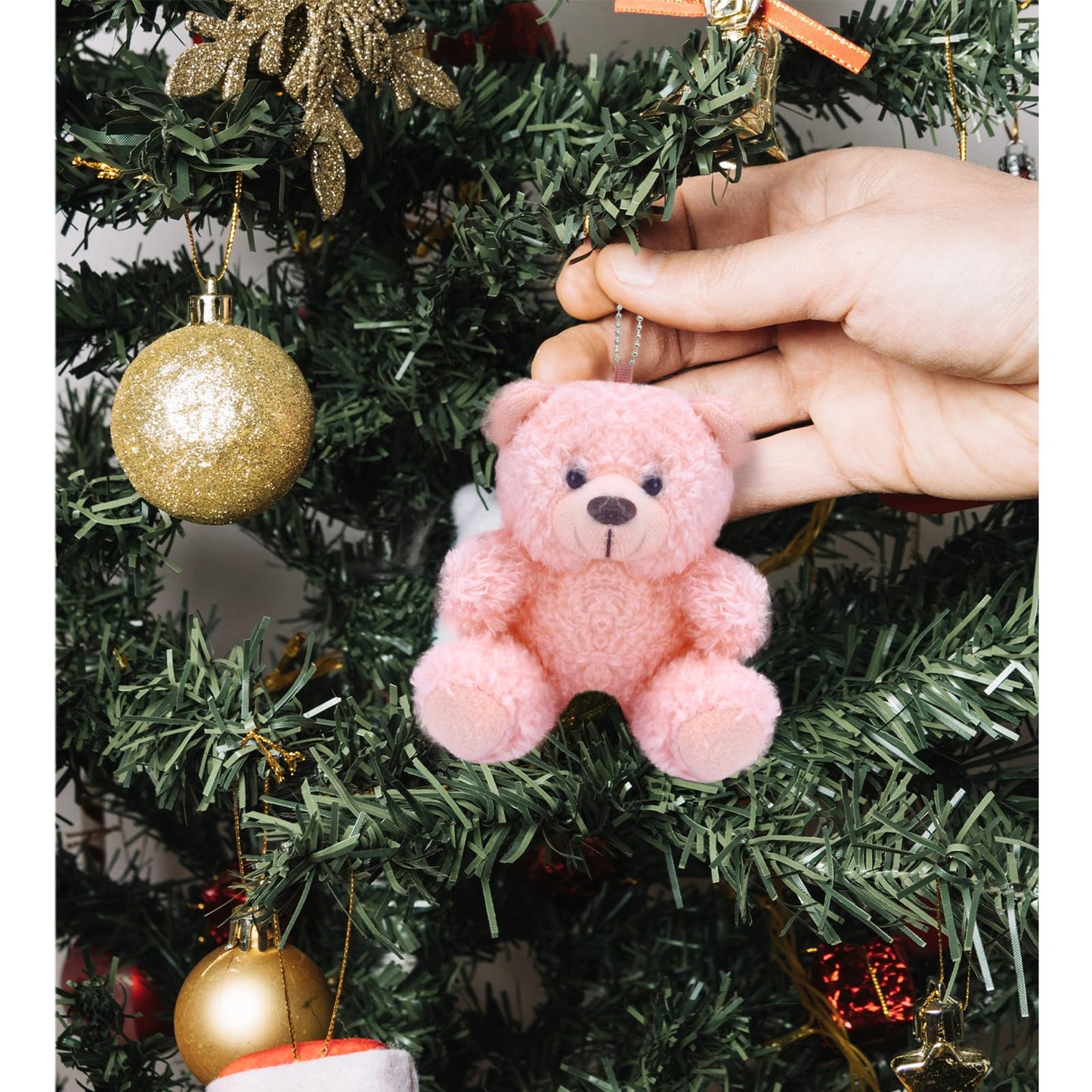 YJUBAOA 12 Pieces Mini Teddy Bear Bulk,4 inch Small Stuffed Animal Toy, Soft Plush Mini Teddy Bears for DIY Keychain Baby Shower Party Favors Graduation Keychain Bag Charm Supplies (Pink+Brown+White)