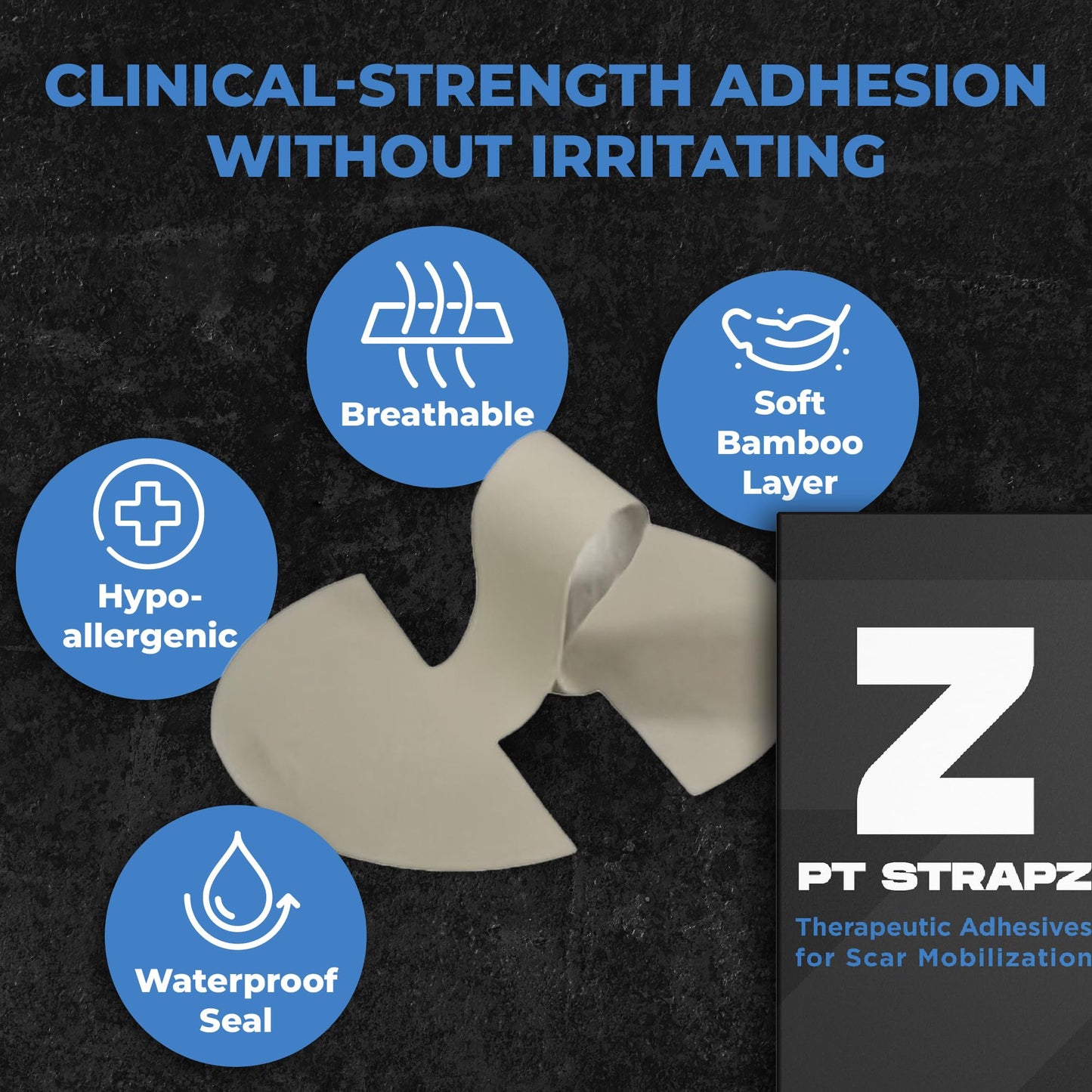 PT StrapZ Non-Elastic, Therapeutic Adhesive, Scar Tissue Mobilization, Scar Tissue Stretching, Therapeutic Tool to aid Recovery from Surgery or Trauma Health & Personal Care (20 strips)