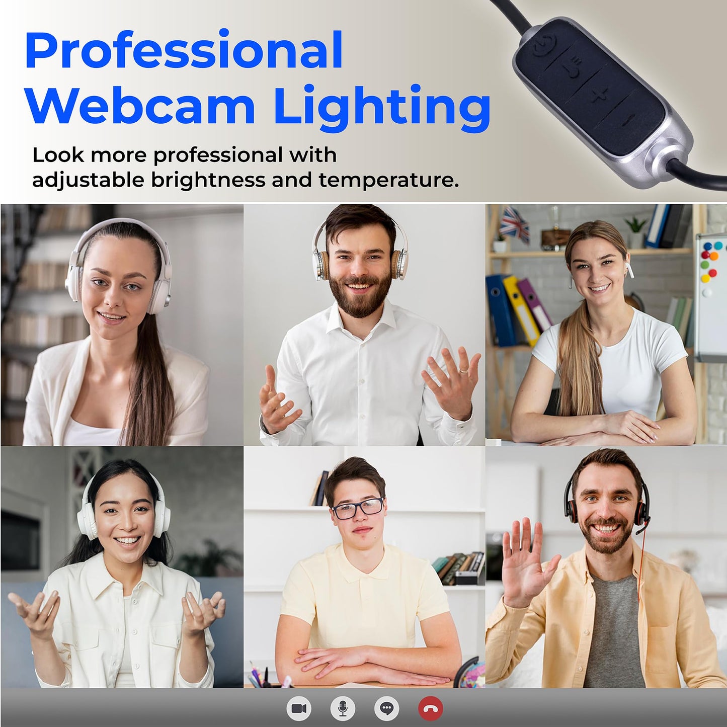 HumanCentric Video Conference Lighting - Webcam Light for Streaming, LED Monitor and Laptop Light for Video Conferencing, Zoom Lighting for Computer, Replaces Ring Light for Zoom Meetings, Double Kit