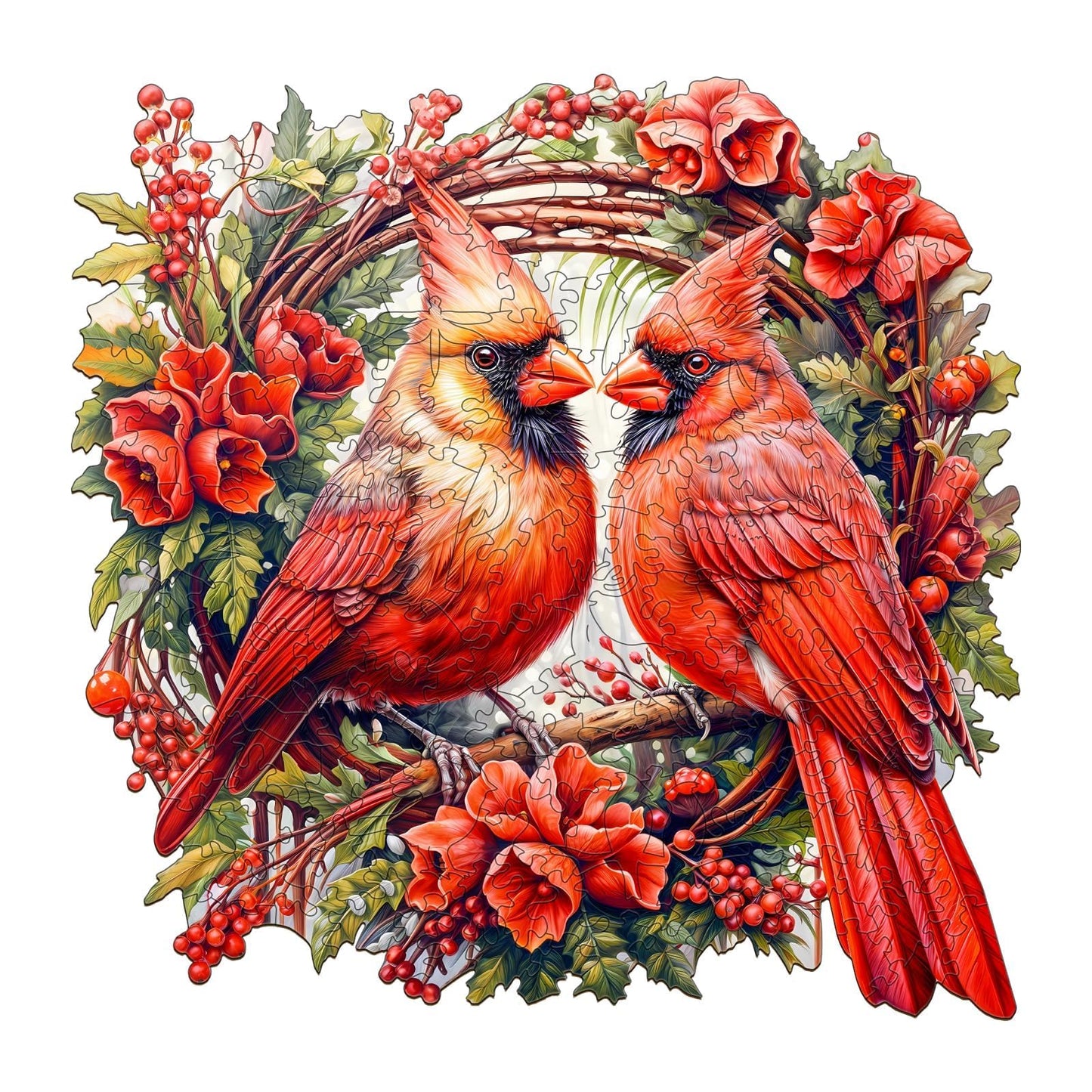 Jigfoxy Wooden Puzzles for Adults, Cardinal Wood Puzzles Adult, Unique Animal Shape Wooden Jigsaw Puzzles for Adults, Birthday Gifts for Puzzle Lovers, Family, Friend (L-13.3 * 13.3in-300 pcs)