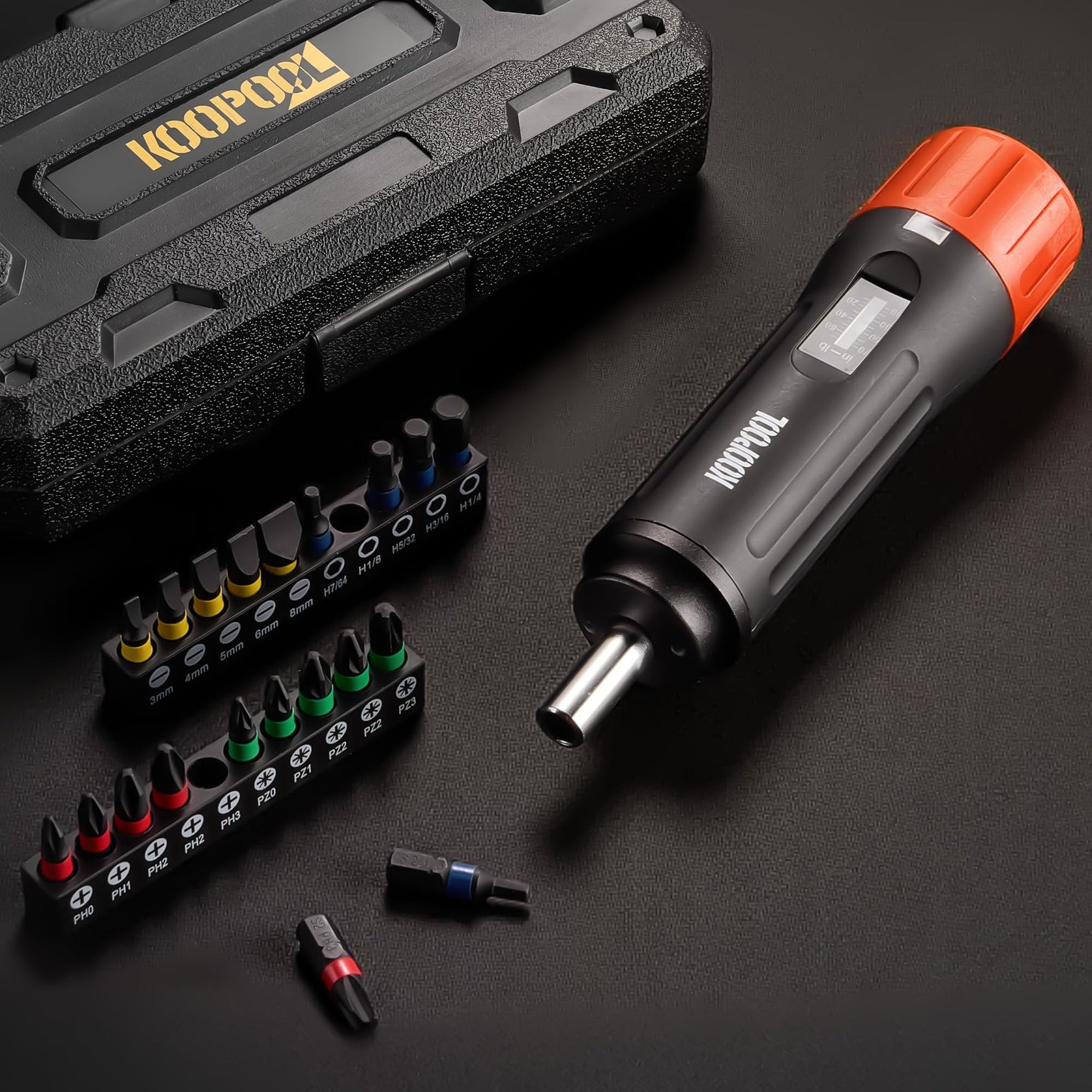 46-Piece Torque Screwdriver Set, 1/4 Inch Drive, 10–70 Inch-Pounds, for Gunsmiths, Scope Mounting,Electronics & Bikes, Includes 40 S2 Bits & 5 CR-V Nut Drivers (Standard Orange)