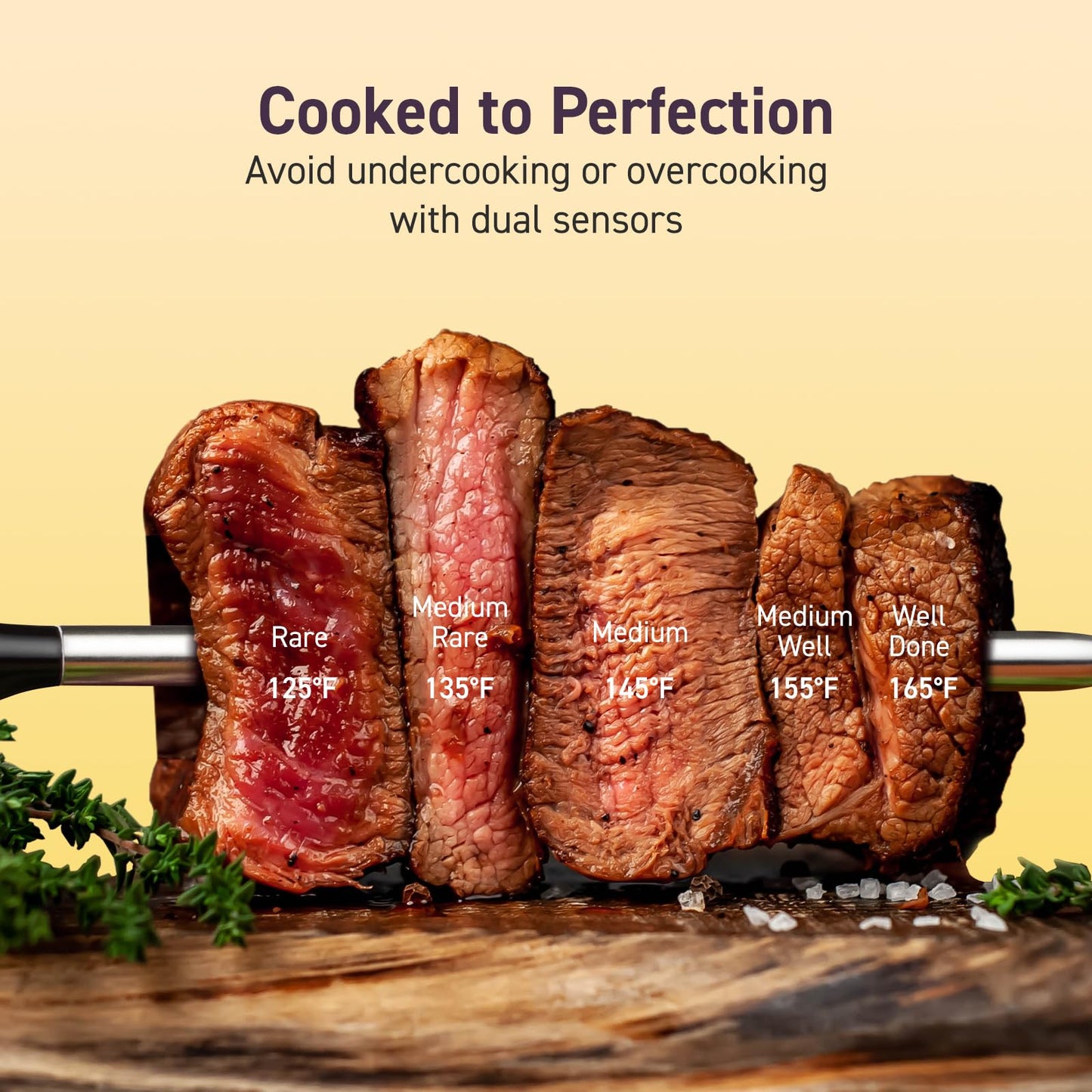 COSORI Wireless Meat Thermometer Digital, Bluetooth Food Thermometer for Grill, Smoker, Oven, Air Fryer for Turkey, Chicken, Steak, Gifts for Men, 90+ Recipes in Free App