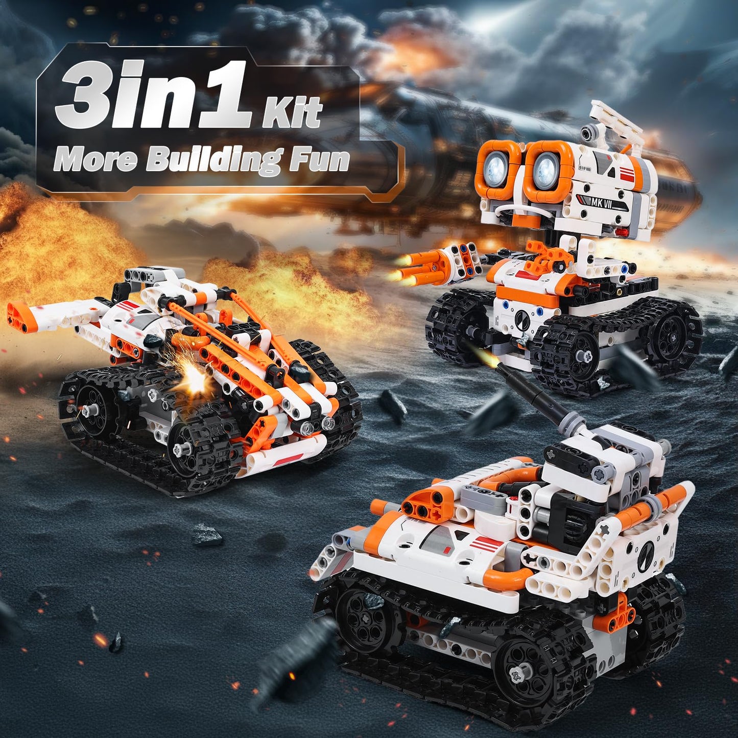 Kyanio STEM Robotics Kits for Kids Ages 8-12 8-14 Year Old, 3 in 1 Remote/APP Control & Programming Robot Building Set, Toy Coding Science Projects, Birthday Gift Ideas for 8 9 10 11 12+ Boys