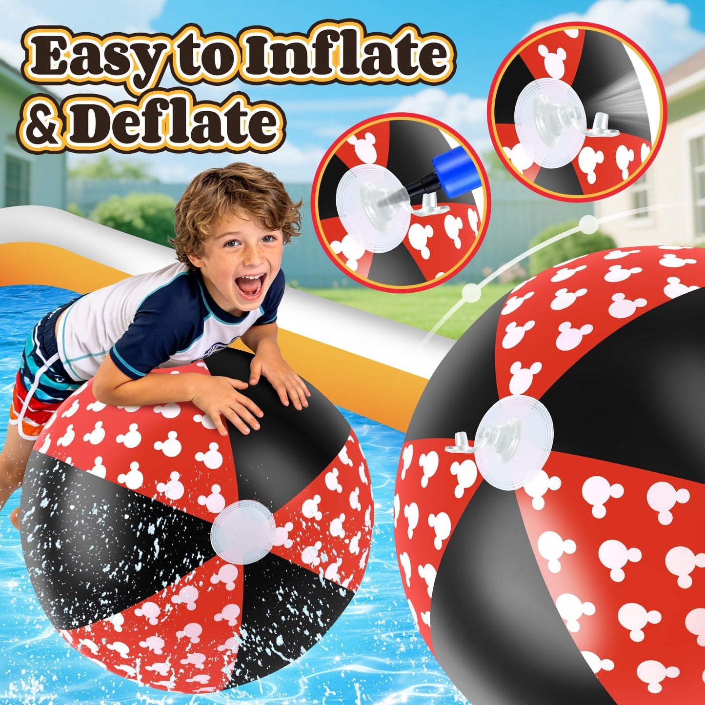 4 Pack 20-Inch Diameter Race Car Themed Beach Balls - Large Inflatable Black and White Checkered Beach Balls for Birthday Party Decorations, Summer Pool and Beach Game, and Bulk Party Favors