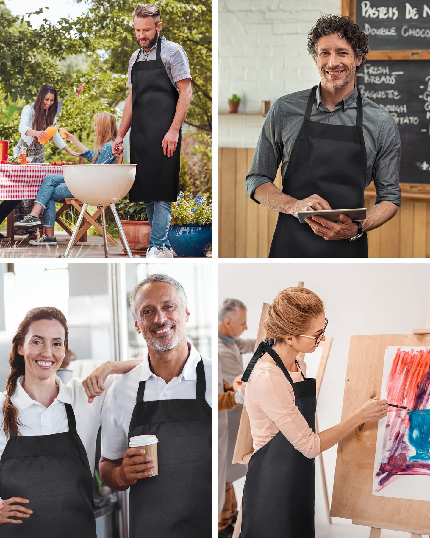 36 Pack Bulk Plain Aprons for Man Woman Adult Unisex Apron Machine Washable Adjustable Bib Aprons(Black)