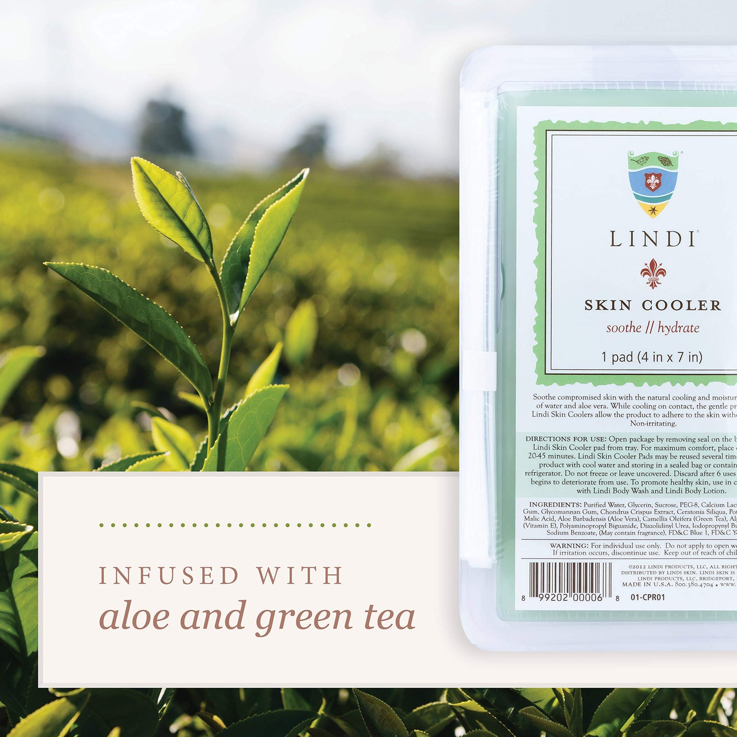LINDI SKIN Cooler Pad - Cooling Hydro-Gel Formulated To Reduce Redness and Inflammation - Infused with Aloe Vera and Green Tea To Sooth & Relieve Radiation Burns (1 Pack, 4x7 inch)