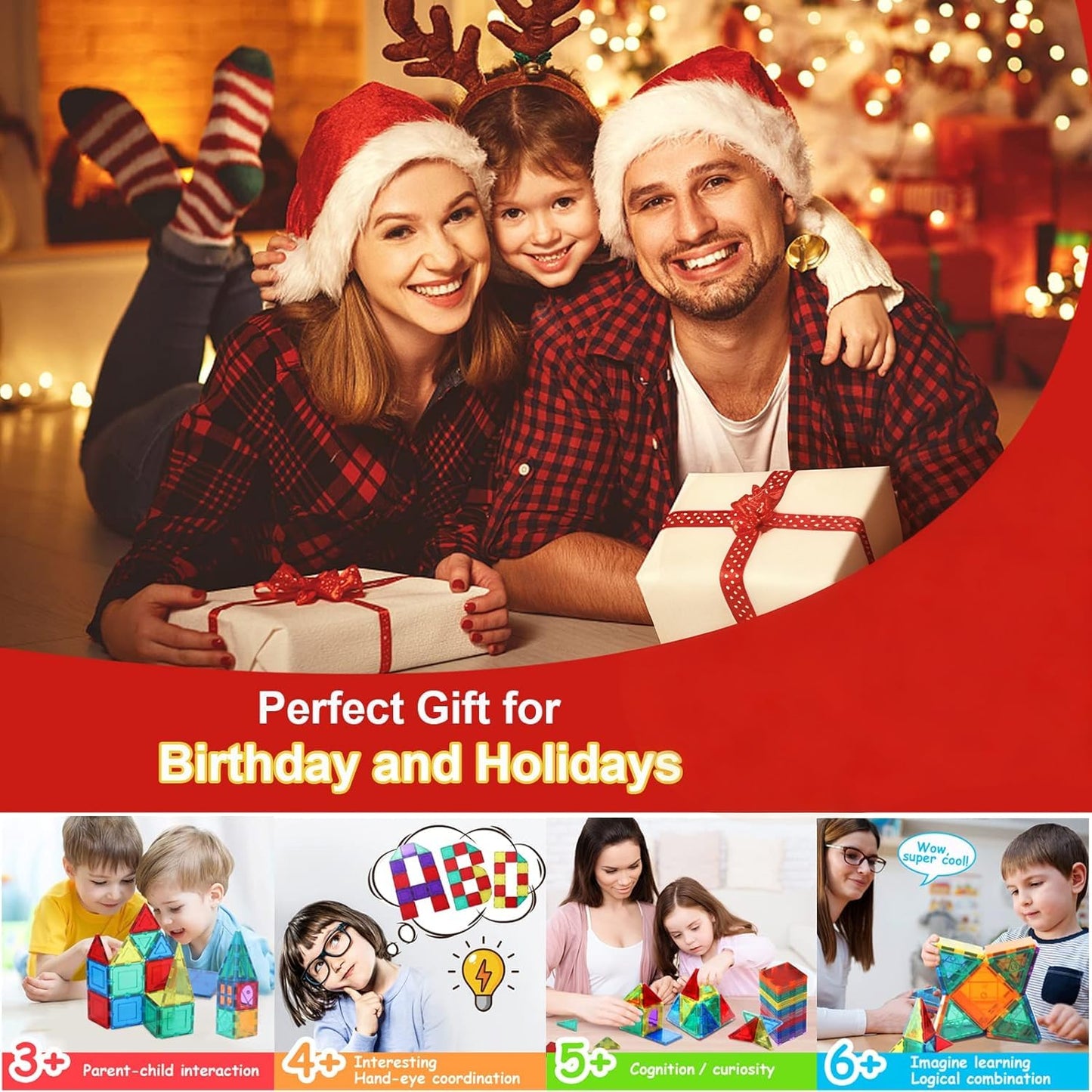 100PCS Magnetic Tiles Magnetic Blocks for Kids 3-5 6-8 8-10 Construction STEM Learning Resources Magnet Building Blocks Toddler Toys Christmas Birthday Gifts Toys for 3 4 5 6 7 8+ Year Old Boys Girls