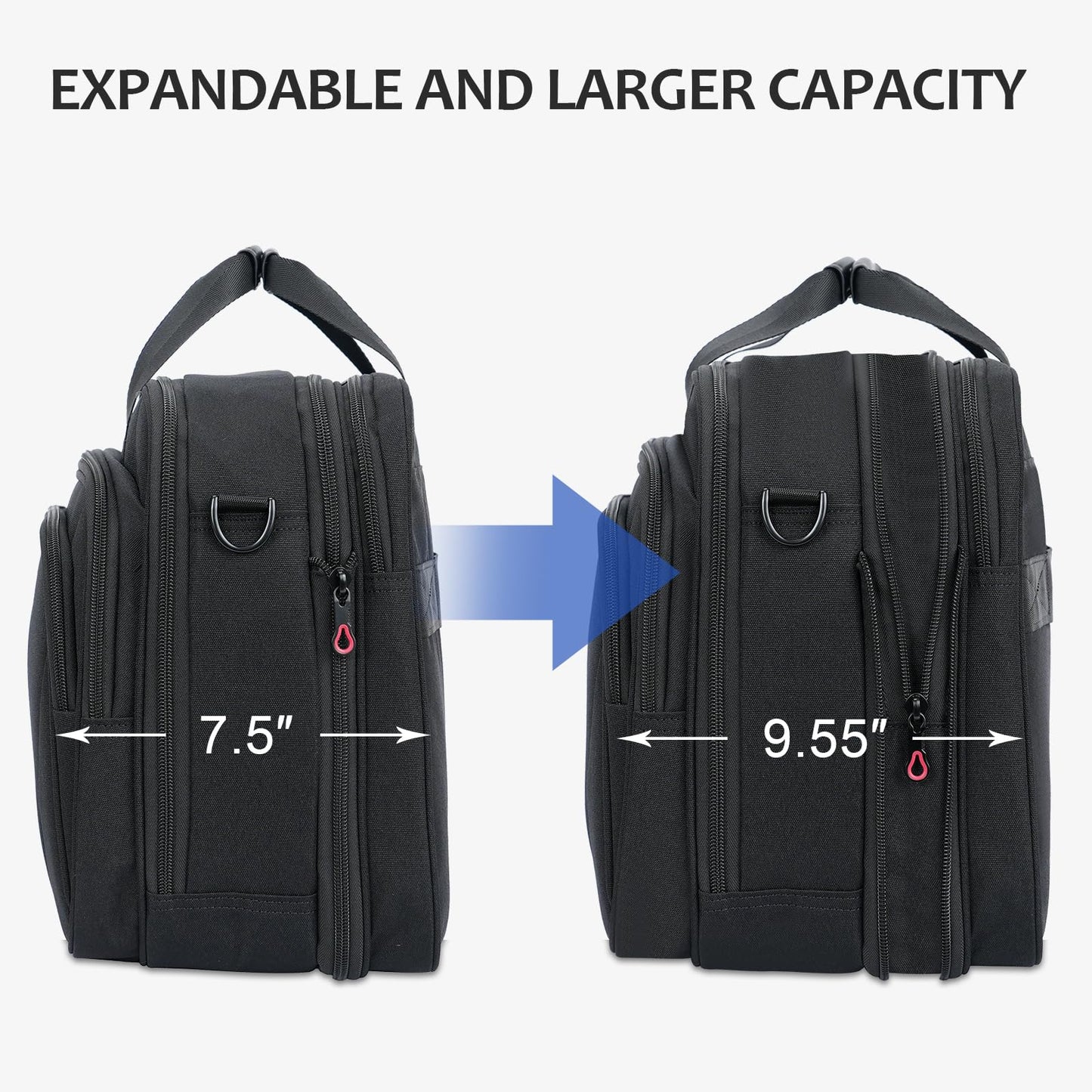 KROSER Laptop Bag Premium Laptop Briefcase Fits Up to 17.3 Inch Laptop Expandable Water-Repellent Shoulder Messenger Bag Computer Bag for Travel/Business/Men/Women-Black